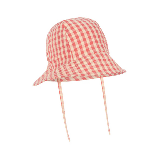 Kids pink checked sun hat