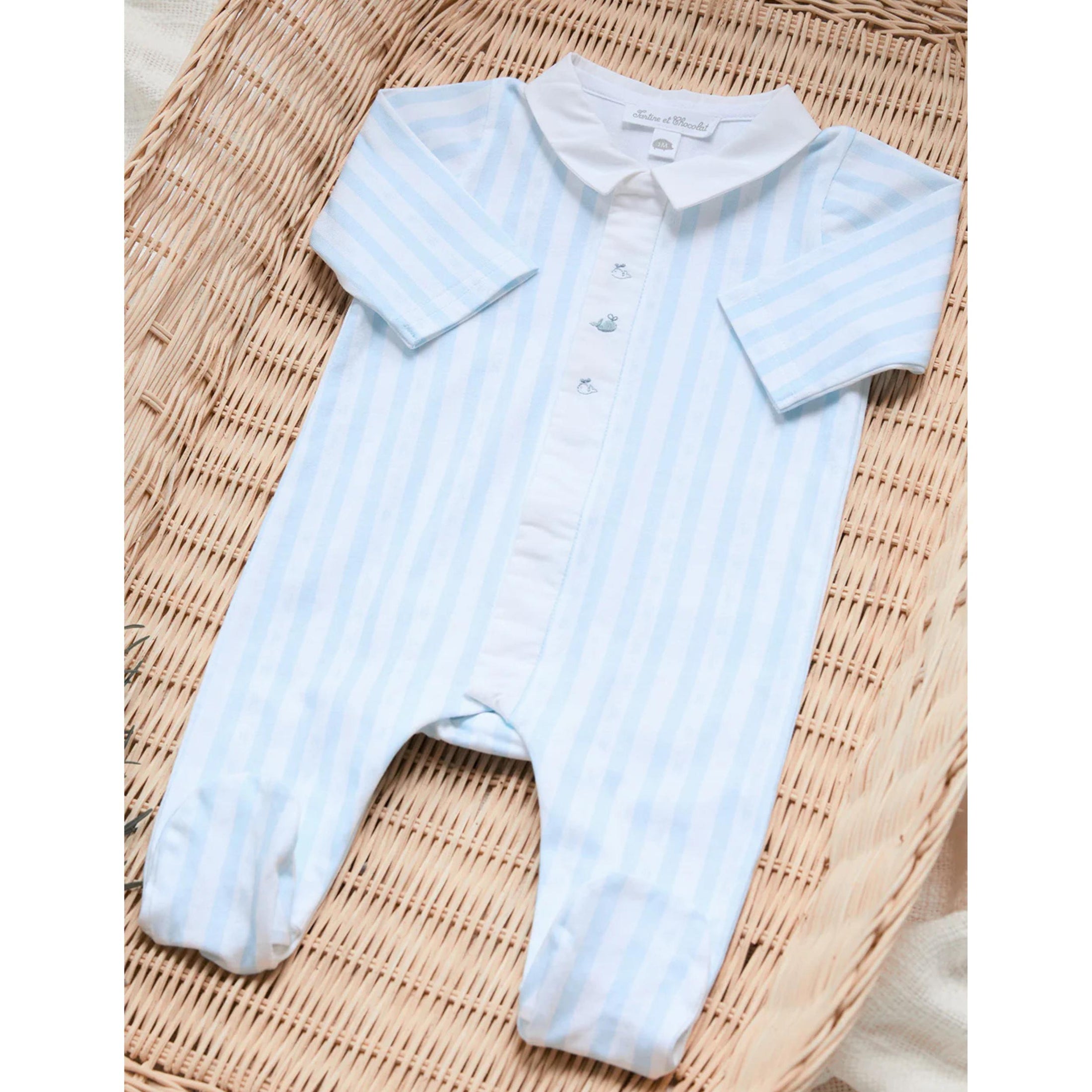 Βρεφικό φορμάκι Ριγέ μπλε σιέλ