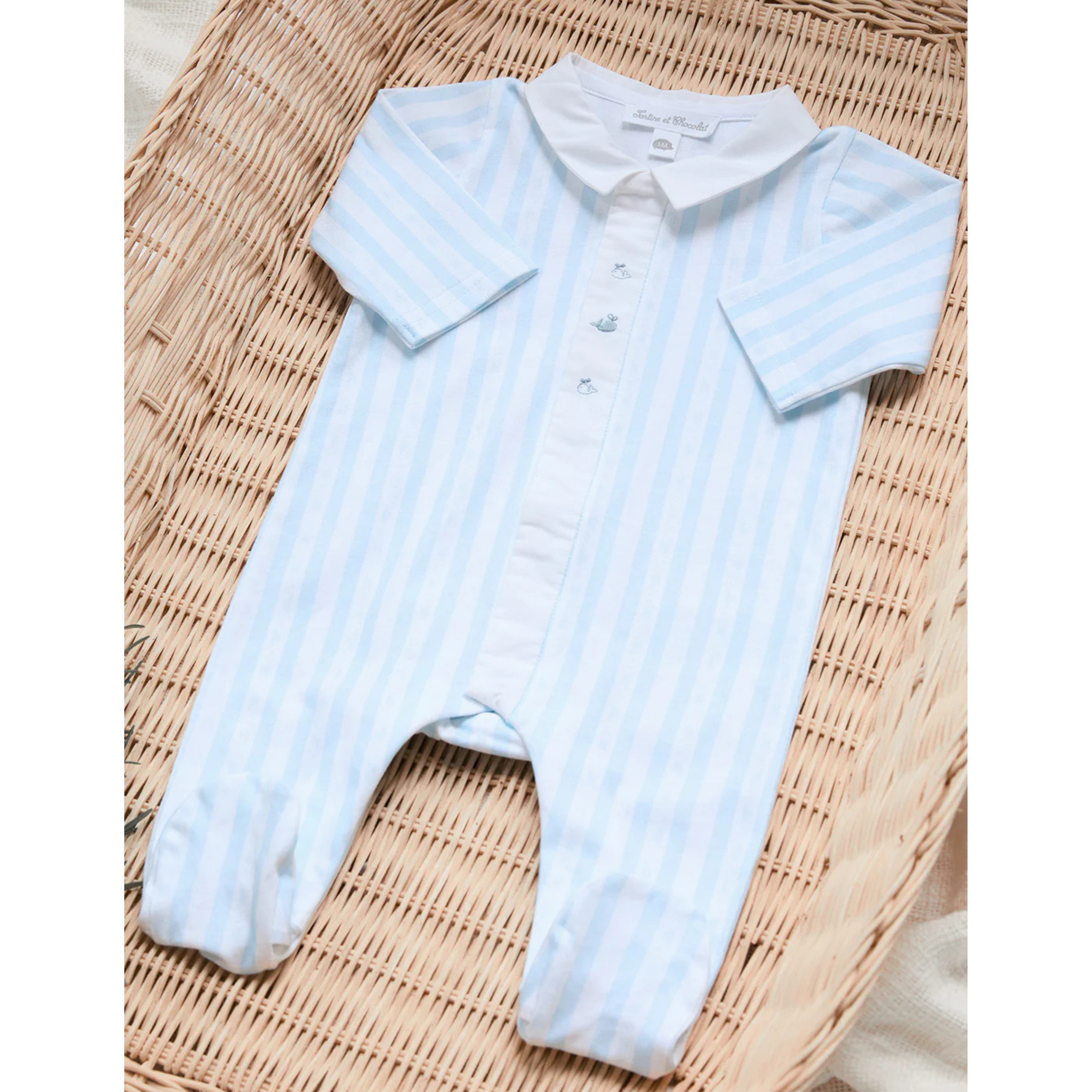 Baby onesie Striped sky blue