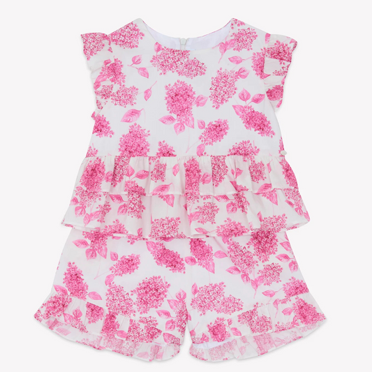 Girls top-shorts set Pink floral