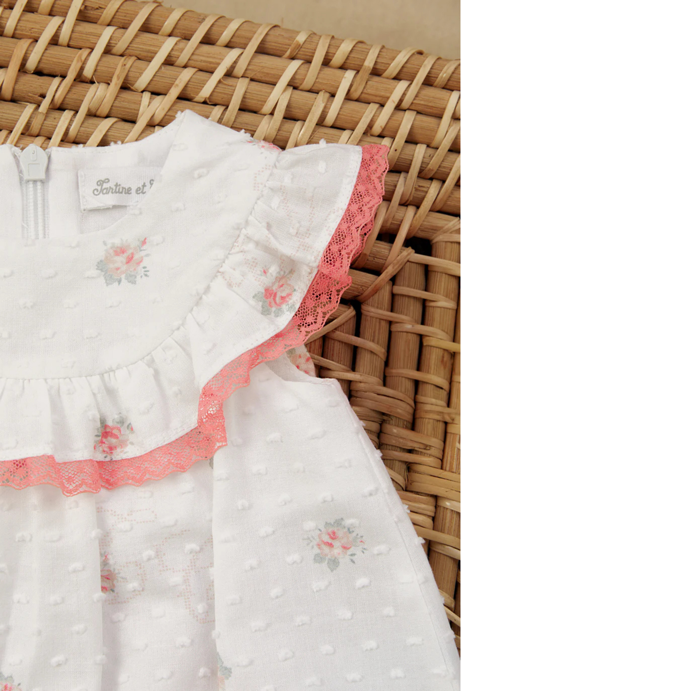 Baby Bodysuit White with lace and flowers