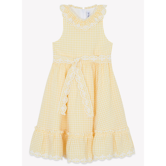 Girls Gingham Dress Yellow