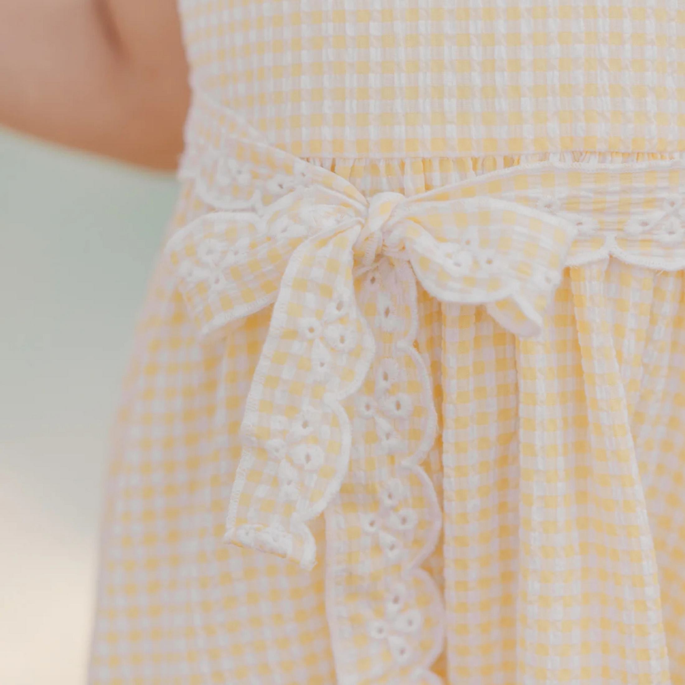 Girls Gingham Dress Yellow