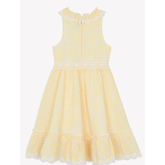 Παιδικό φόρεμα Gingham Κίτρινο