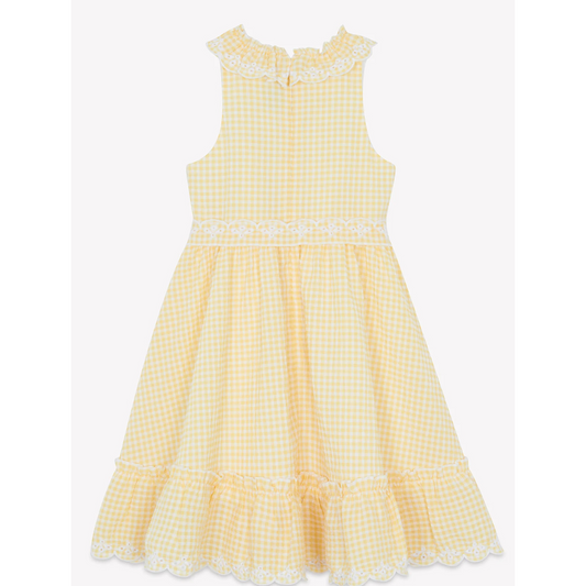 Girls Gingham Dress Yellow