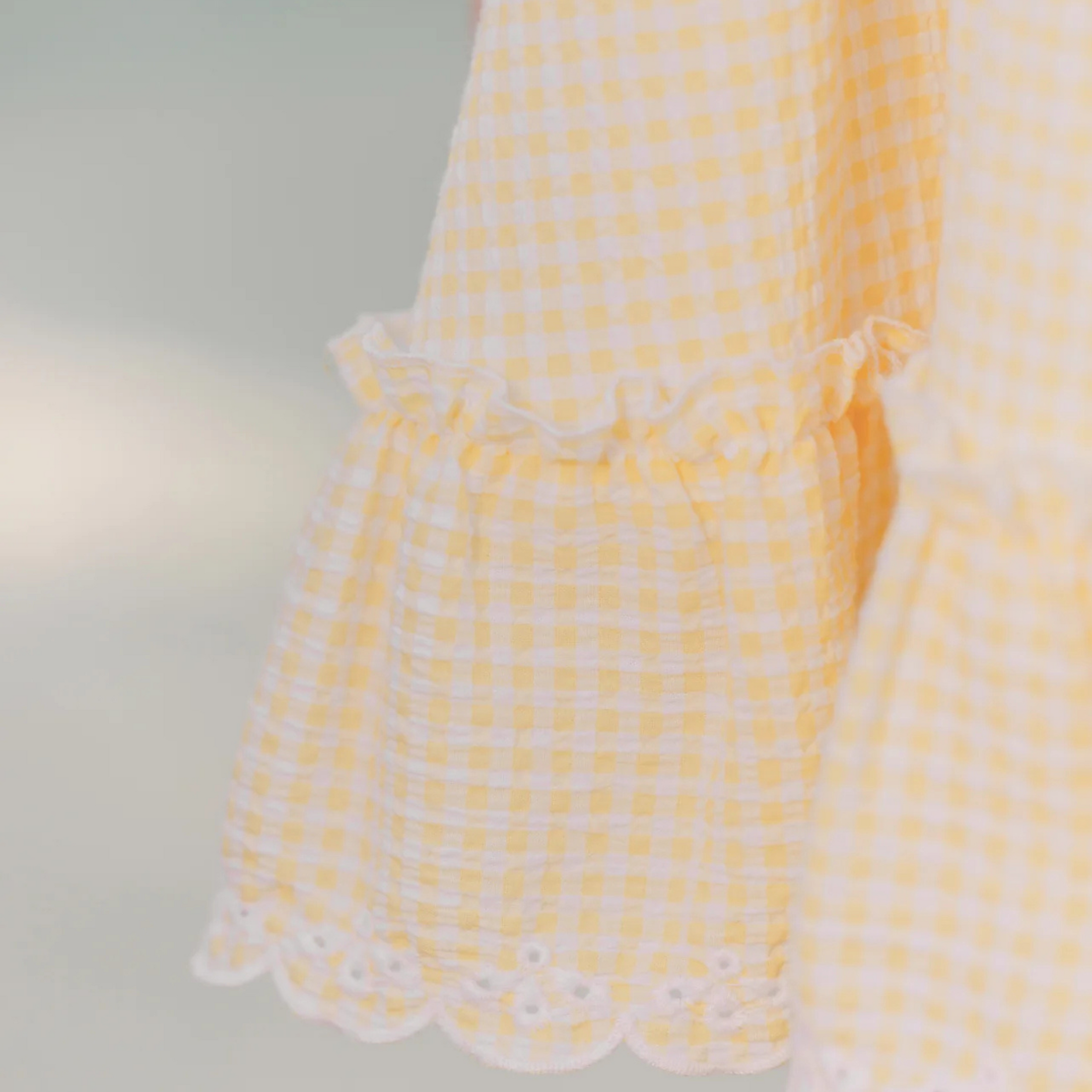 Girls Gingham Dress Yellow