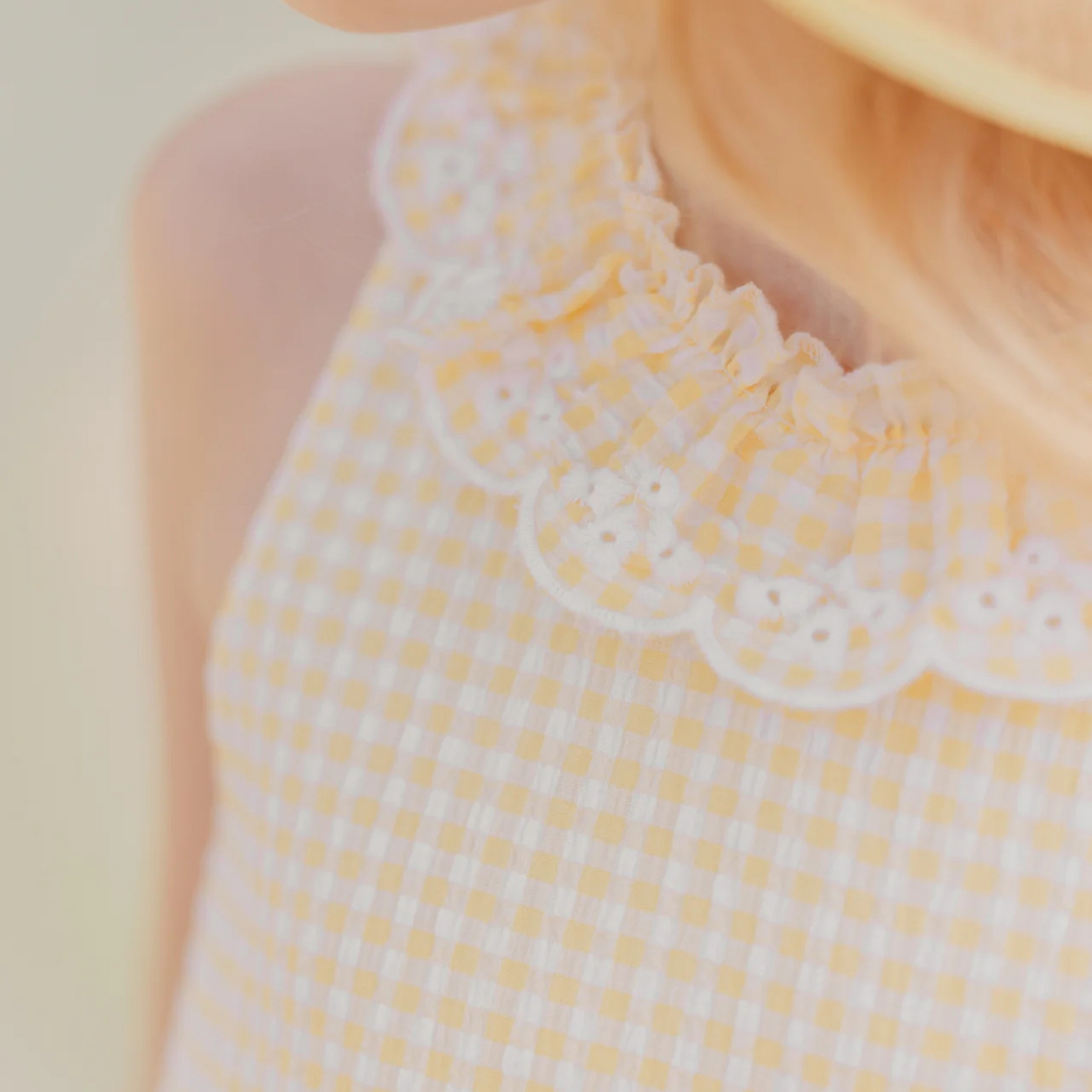 Girls Gingham Dress Yellow