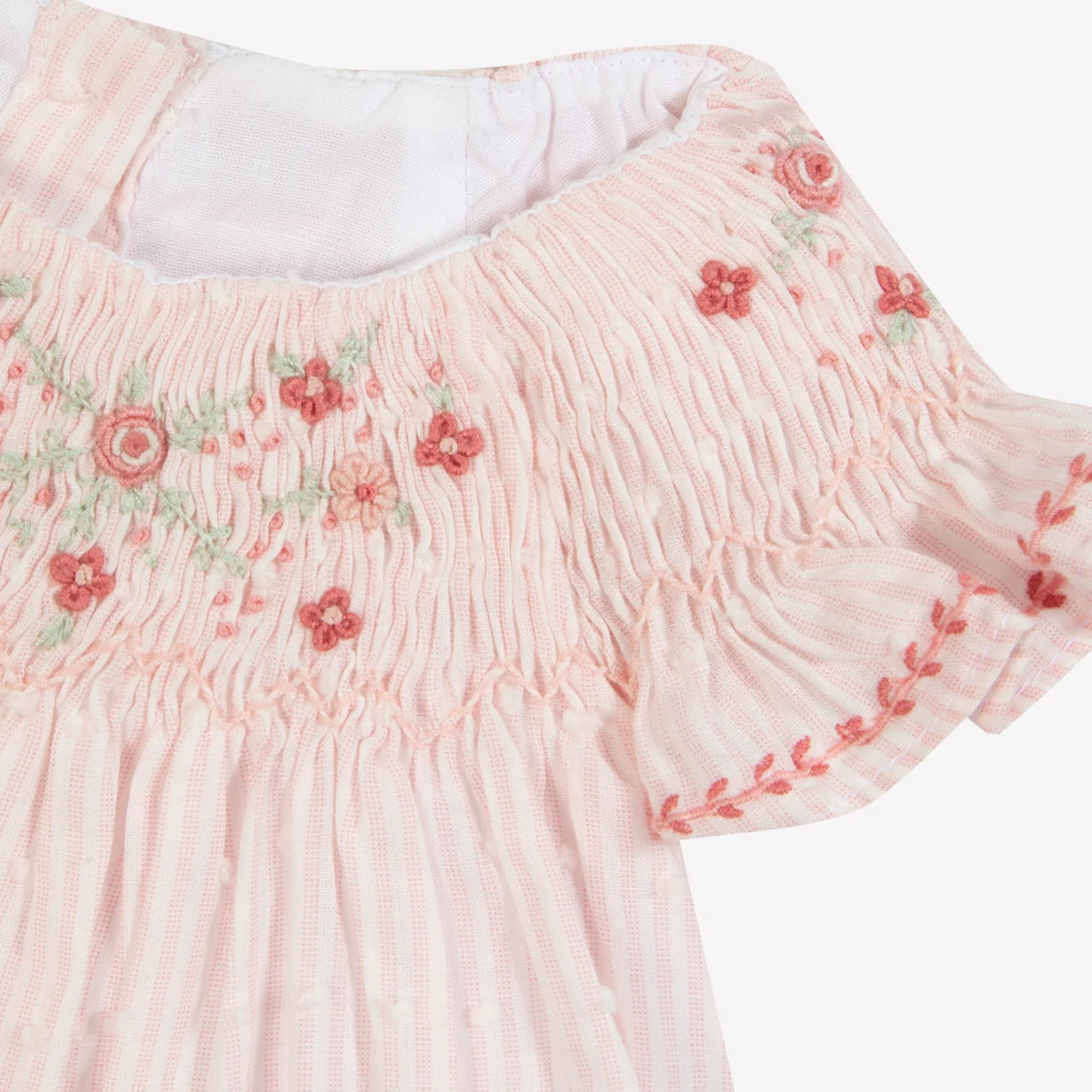 Baby dress Striped pink with flowers