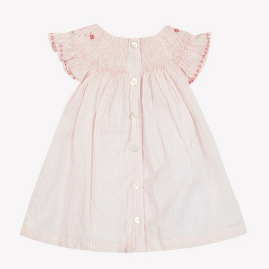 Baby dress Striped pink with flowers