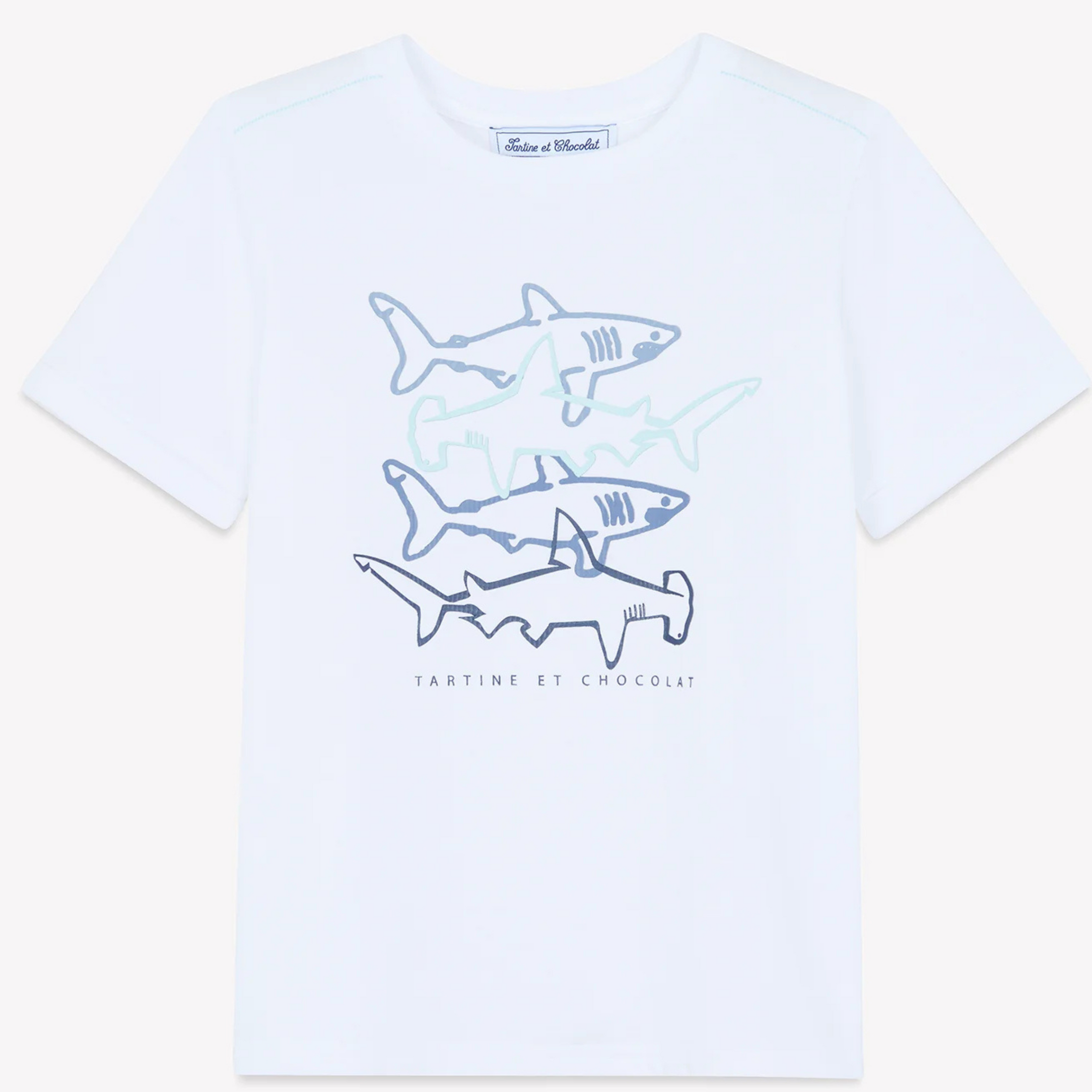 Children's white T-shirt with Sharks design