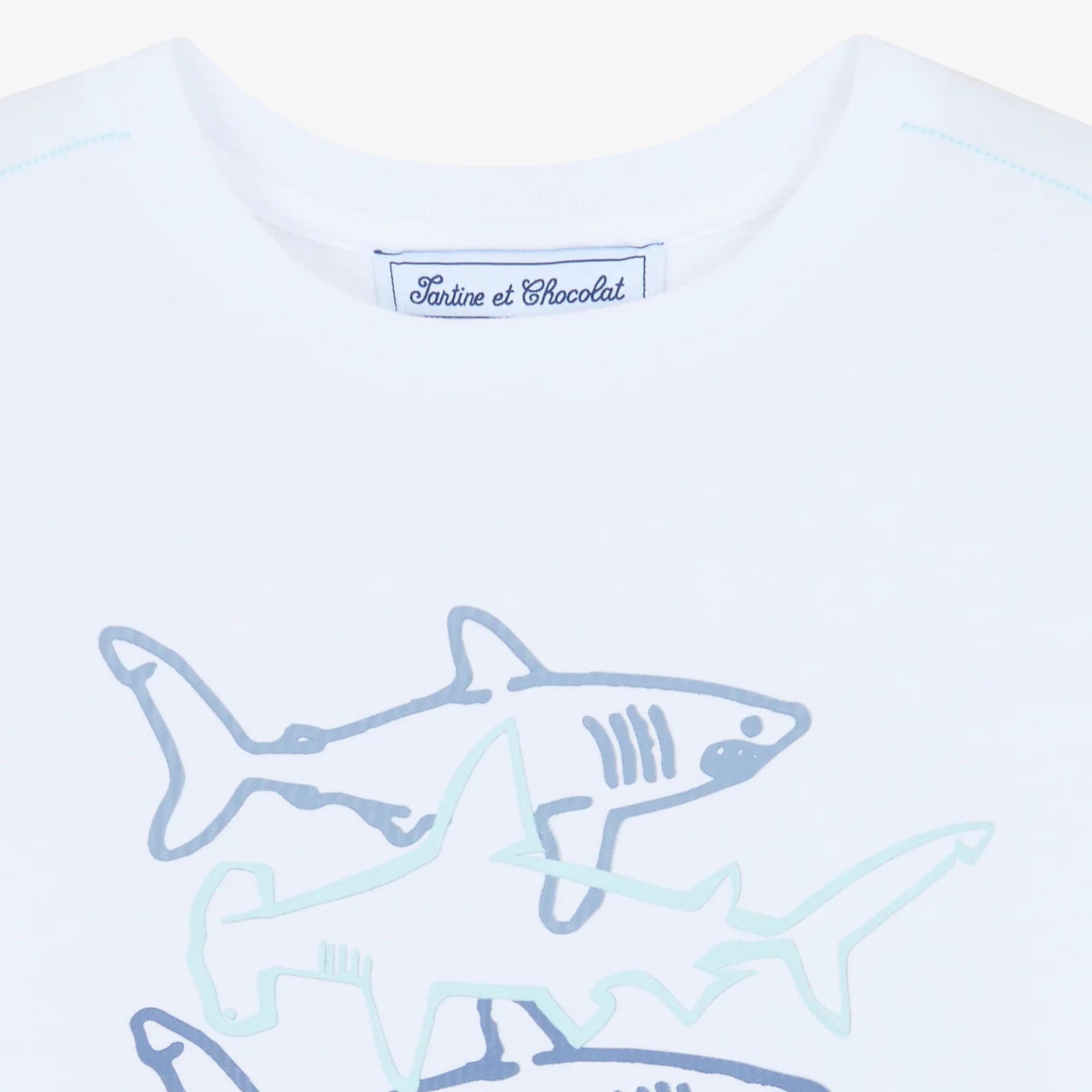 Παιδική μπλούζα λευκή με σχέδιο Καρχαρίες