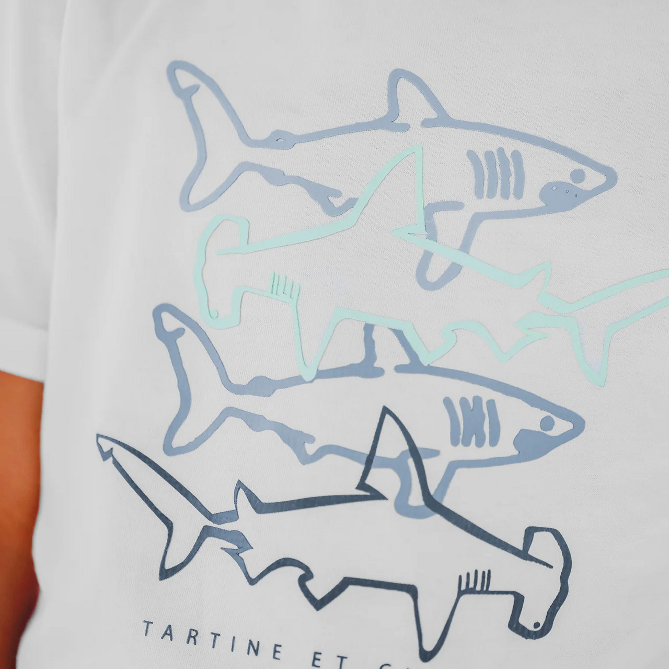 Children's white T-shirt with Sharks design