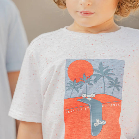 Παιδική μπλούζα λευκή με σχέδιο Skateboard