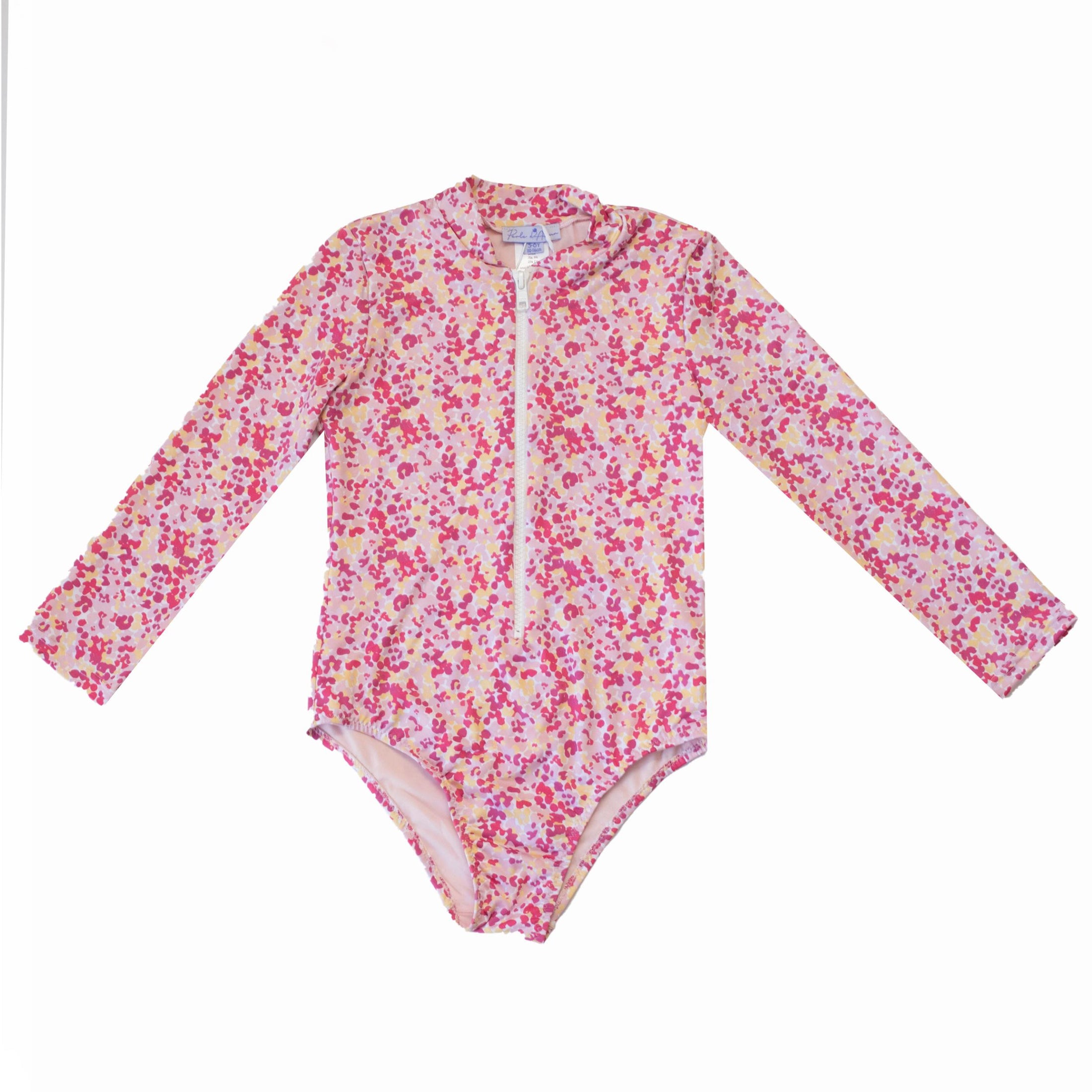 Παιδικό μαγιό μακρυμάνικο pink floral Perle d'azur