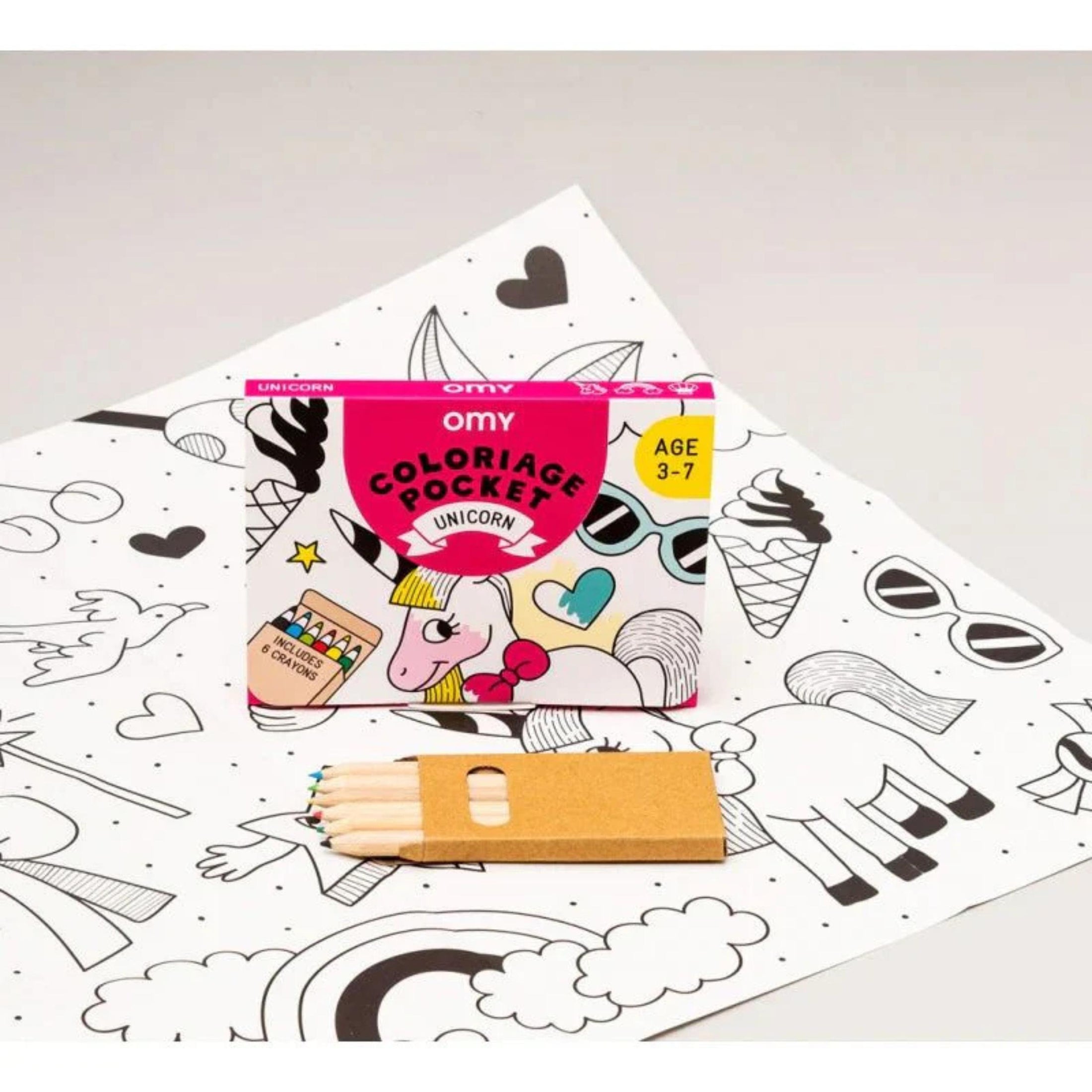 Παιδική αφίσα mini ζωγραφικής Μονόκεροι με ξυλομπογιές Omy