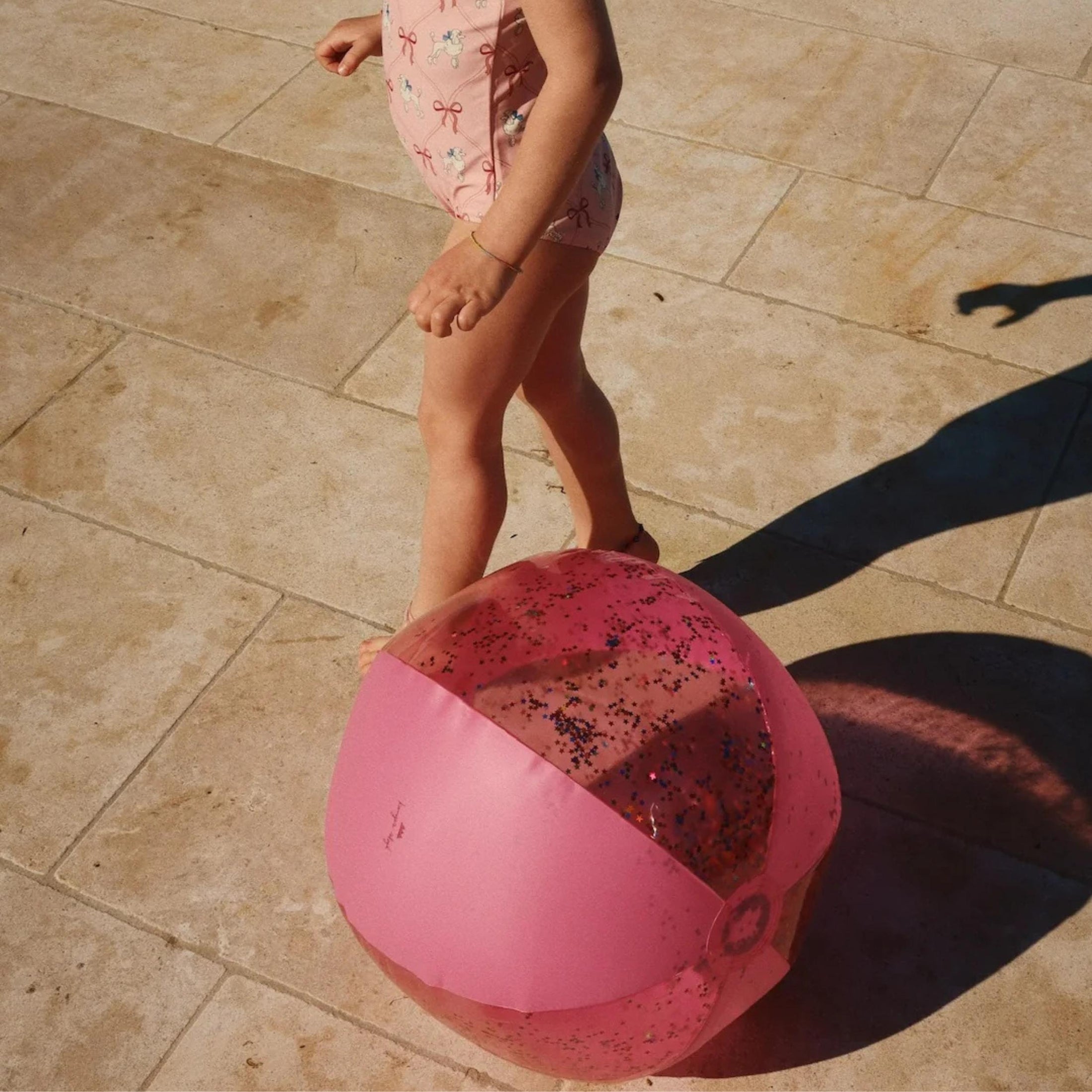 Παιδική μπάλα παραλίας ροζ με γκλίτερ