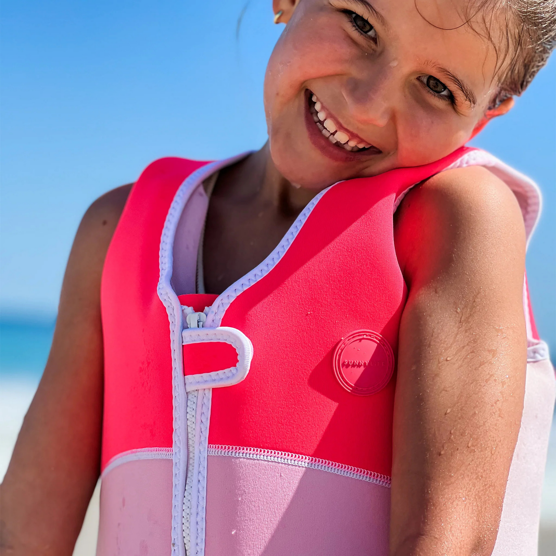 Kids' life jacket Neon Strawberry