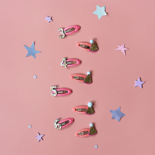 Παιδικά κλιπ μαλλιών Birthday με αριθμούς Glitter