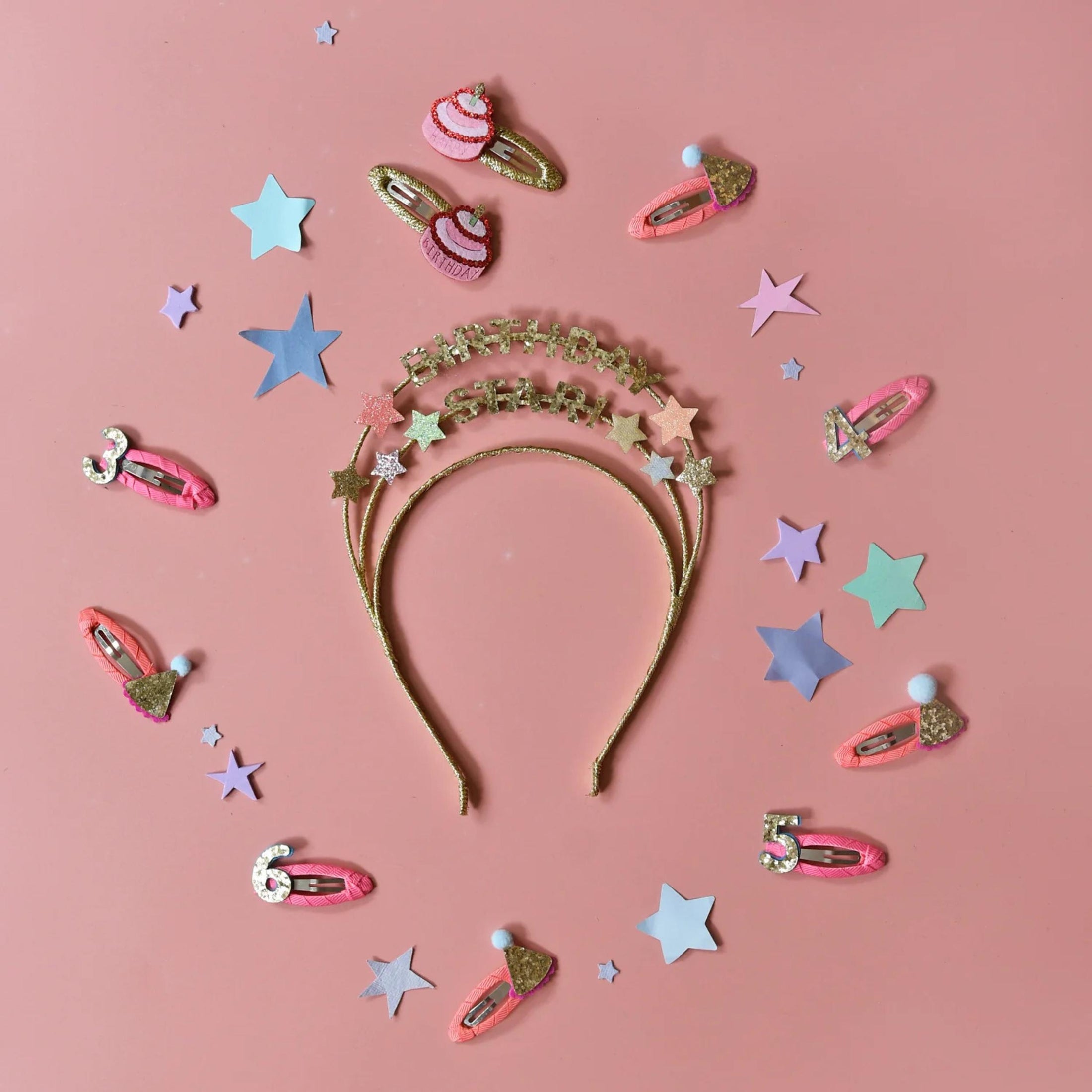 Παιδικά κλιπ μαλλιών Birthday με αριθμούς Glitter