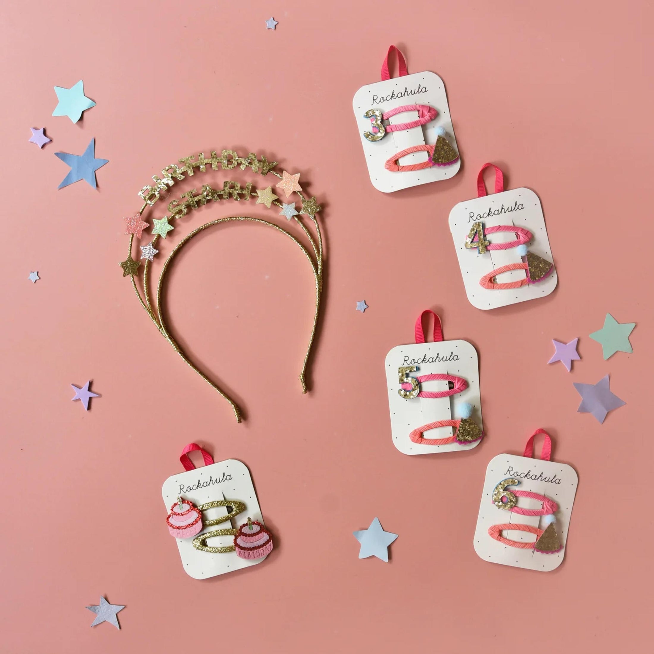 Παιδικά κλιπ μαλλιών Birthday με αριθμούς Glitter