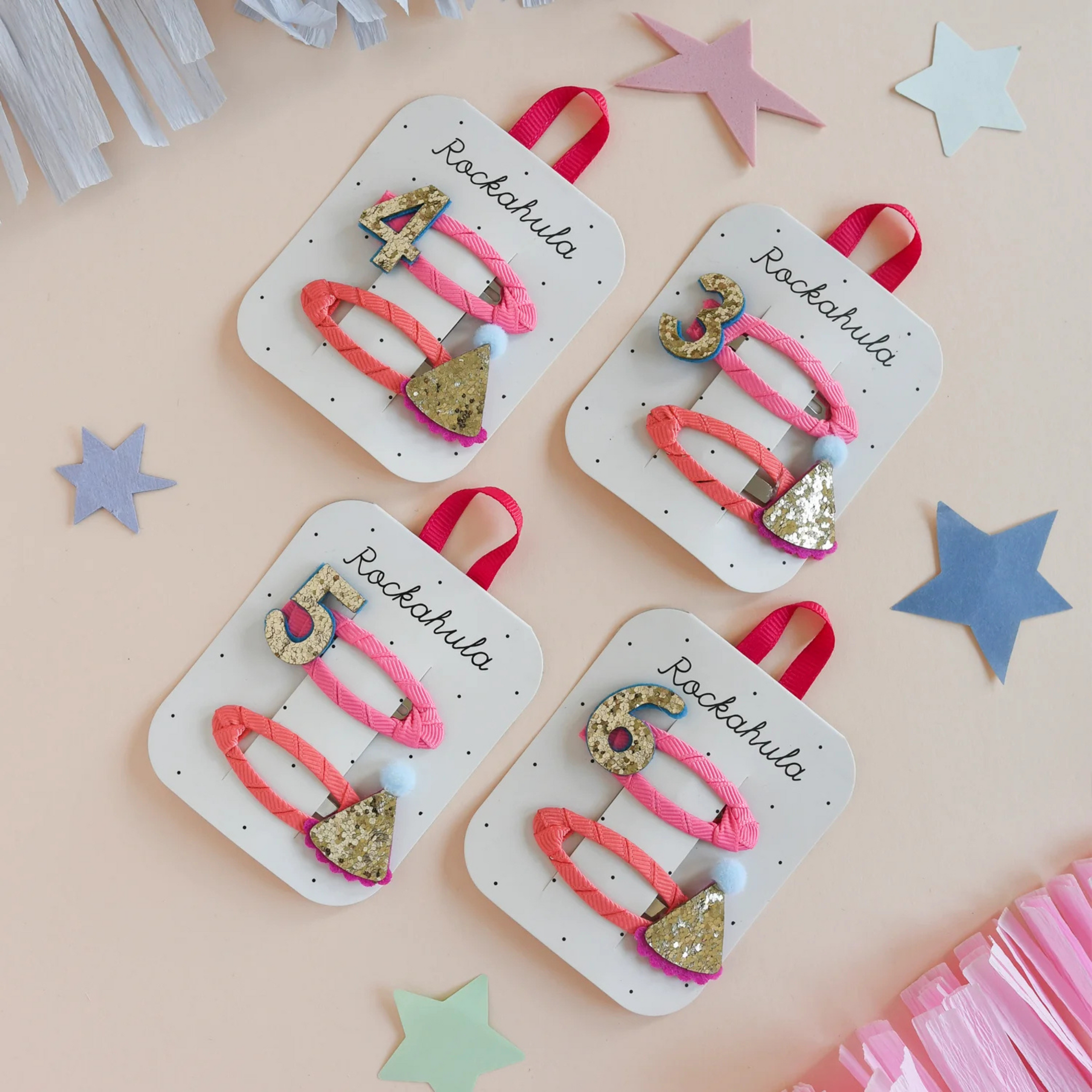 Παιδικά κλιπ μαλλιών Birthday με αριθμούς Glitter