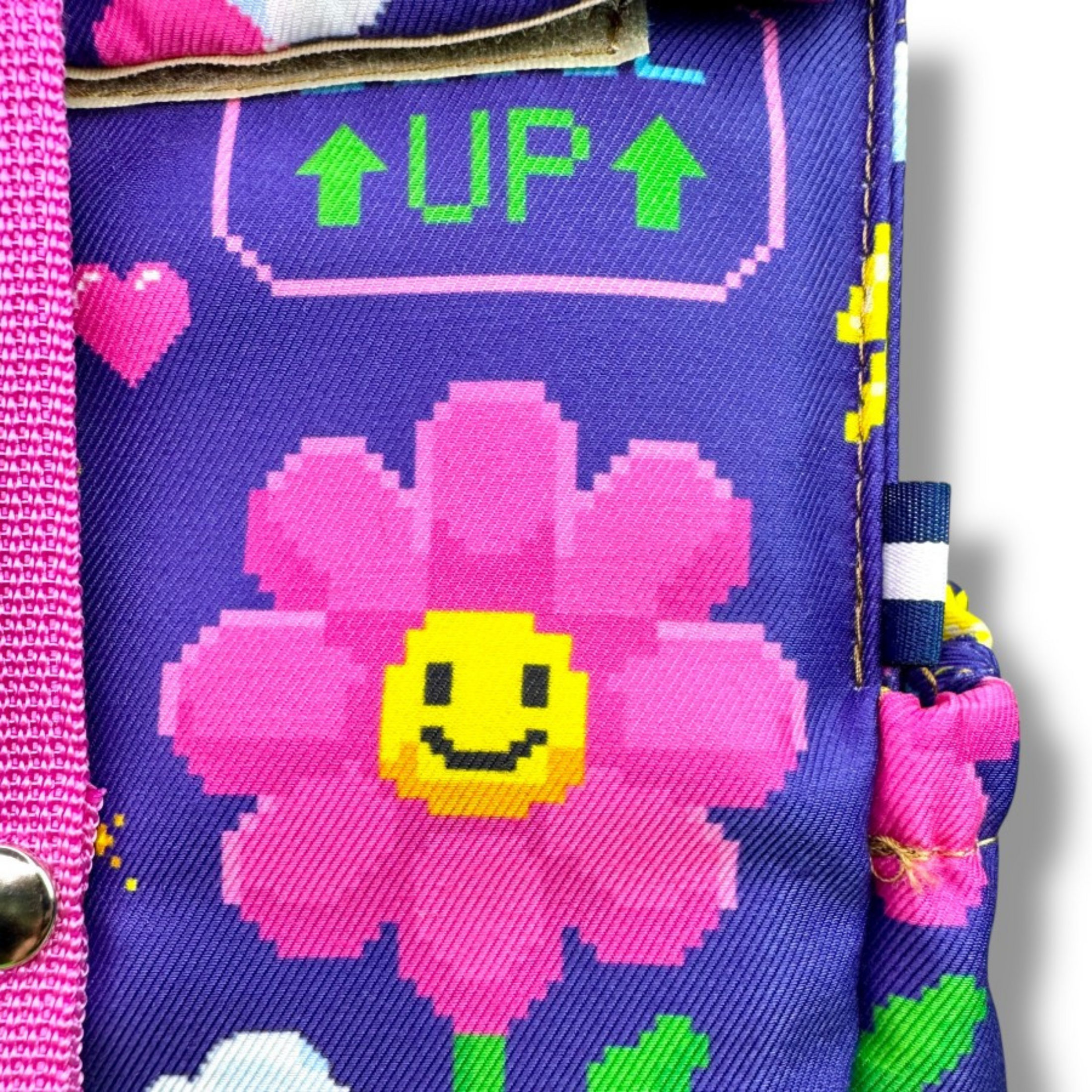 Παιδική τσάντα φαγητού Flowers με ροζ χερούλια