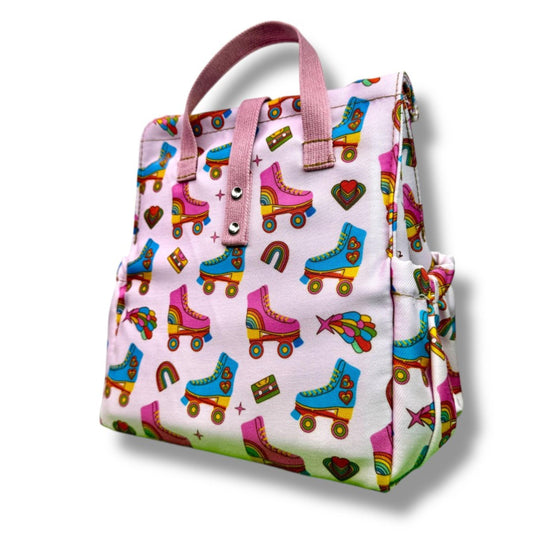 Παιδική τσάντα φαγητού Rollers με ροζ χερούλια