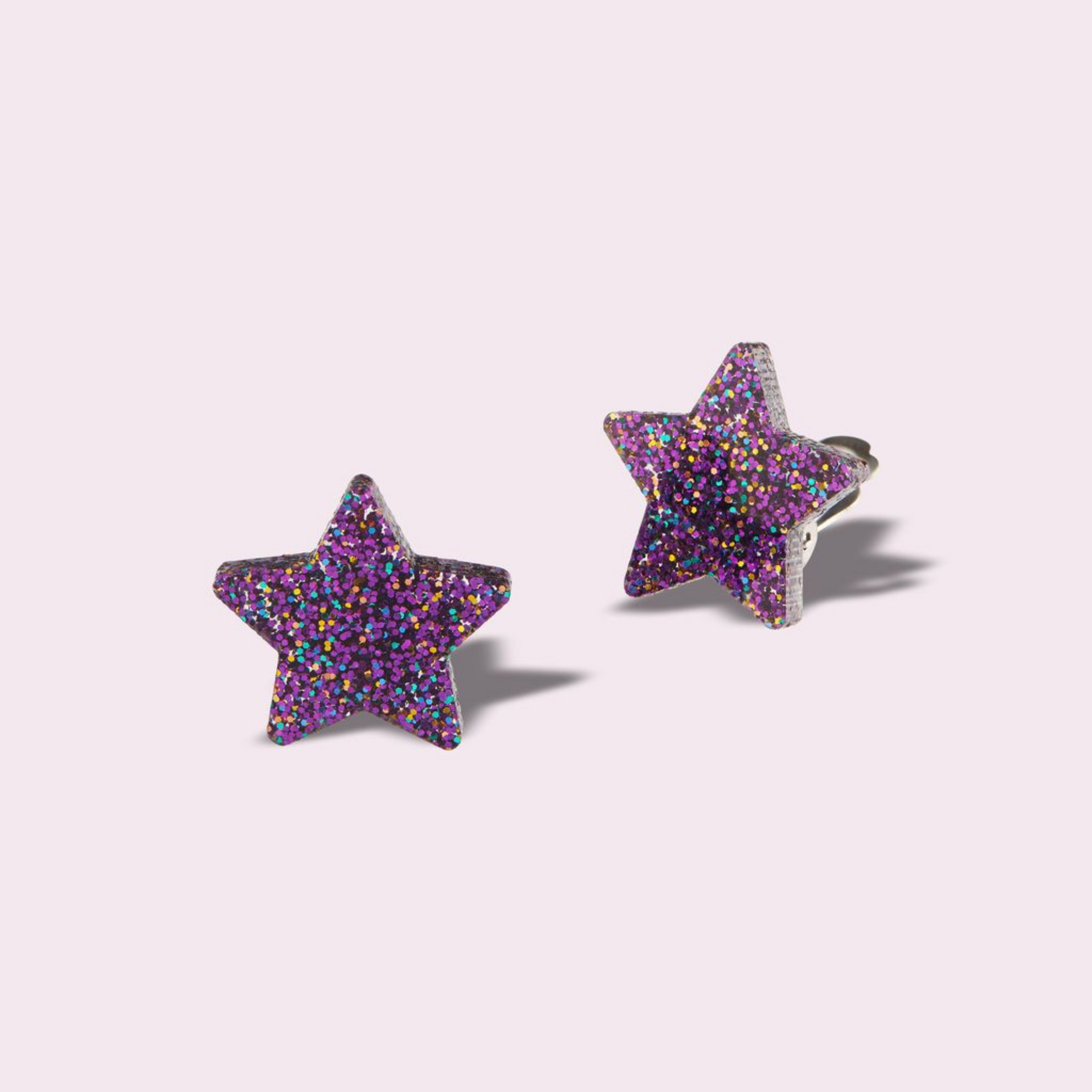 Παιδικά σκουλαρίκια με κλιπ Stars Purple