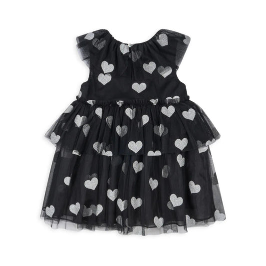Παιδικό φόρεμα με τούλι και ασημί Καρδιές