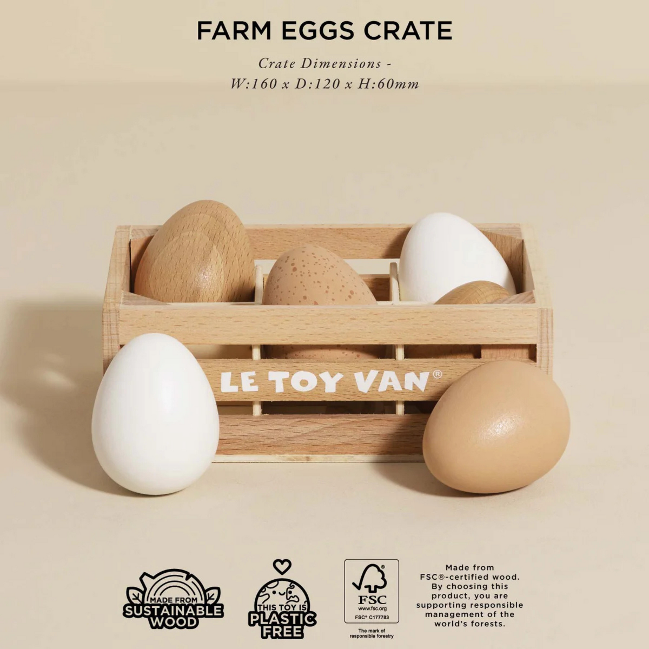 Παιδικό ξύλινο παιχνίδι σετ 6 Farm Eggs