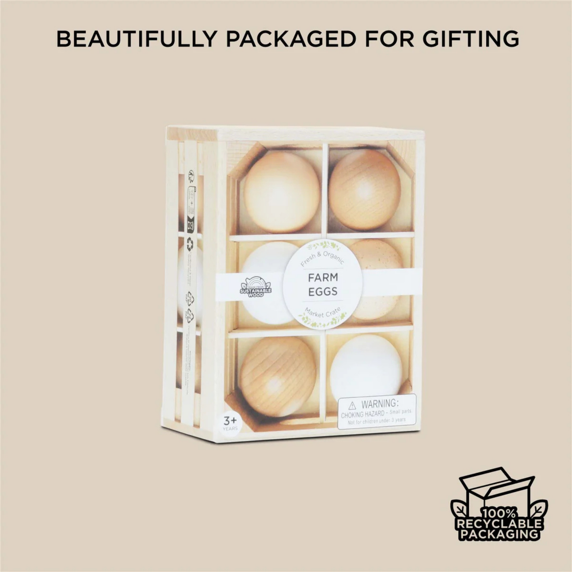 Παιδικό ξύλινο παιχνίδι σετ 6 Farm Eggs