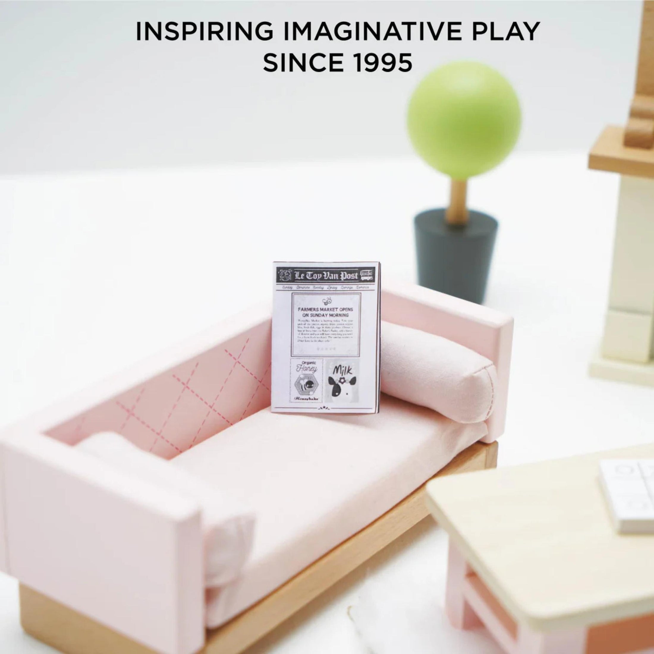 Παιδικό ξύλινο παιχνίδι σετ επίπλων καθιστικού κουκλόσπιτου