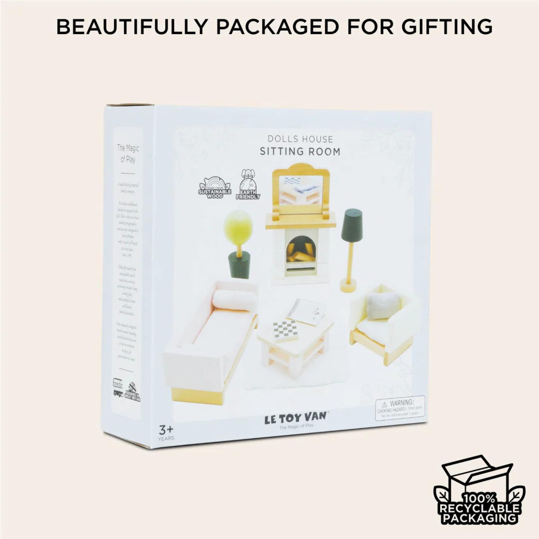 Παιδικό ξύλινο παιχνίδι σετ επίπλων καθιστικού κουκλόσπιτου