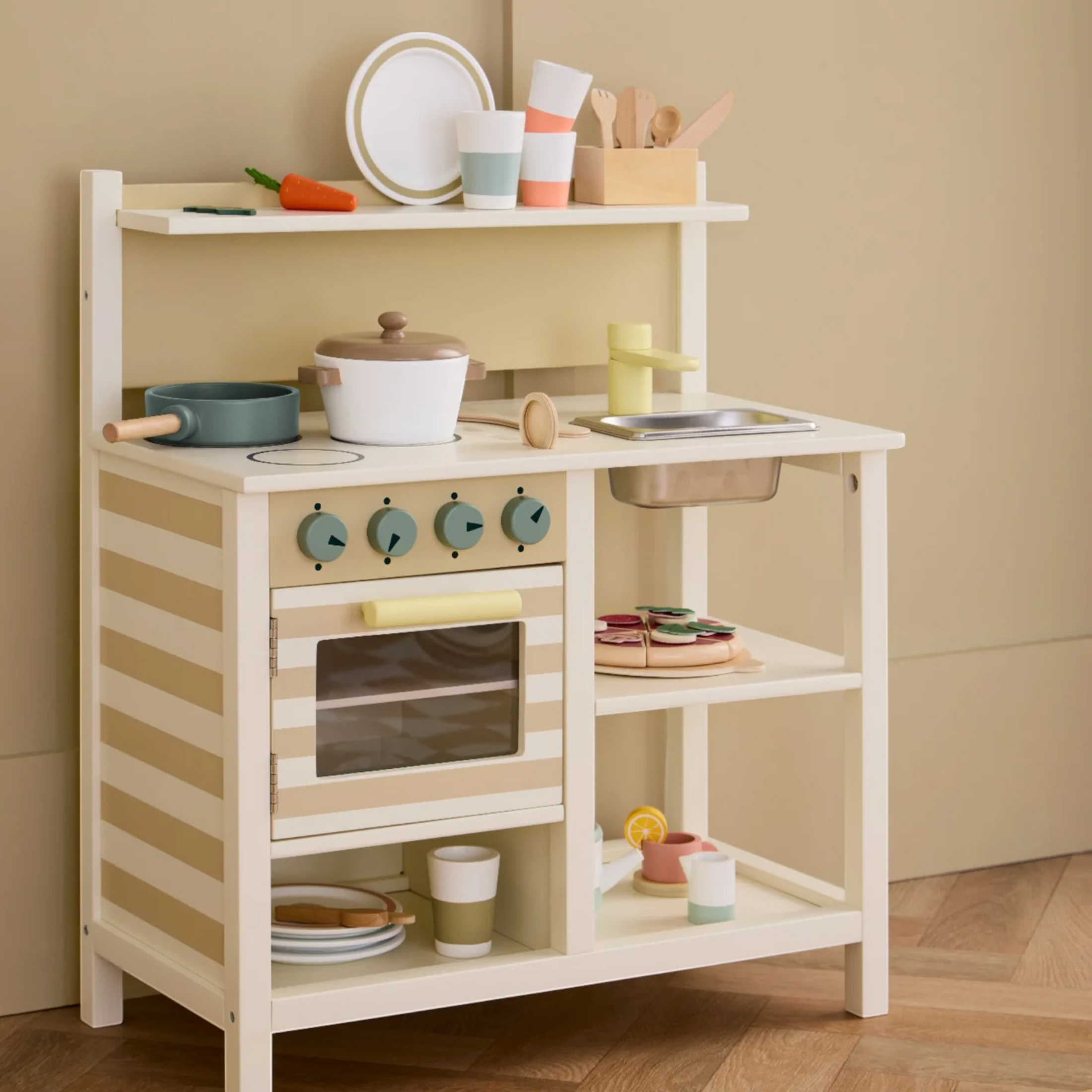 Παιδικό ξύλινο παιχνίδι κουζίνα λευκή KID'S HUB