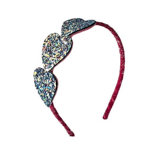 Παιδική στέκα μαλλιών με πολύχρωμο γκλίτερ Hearts