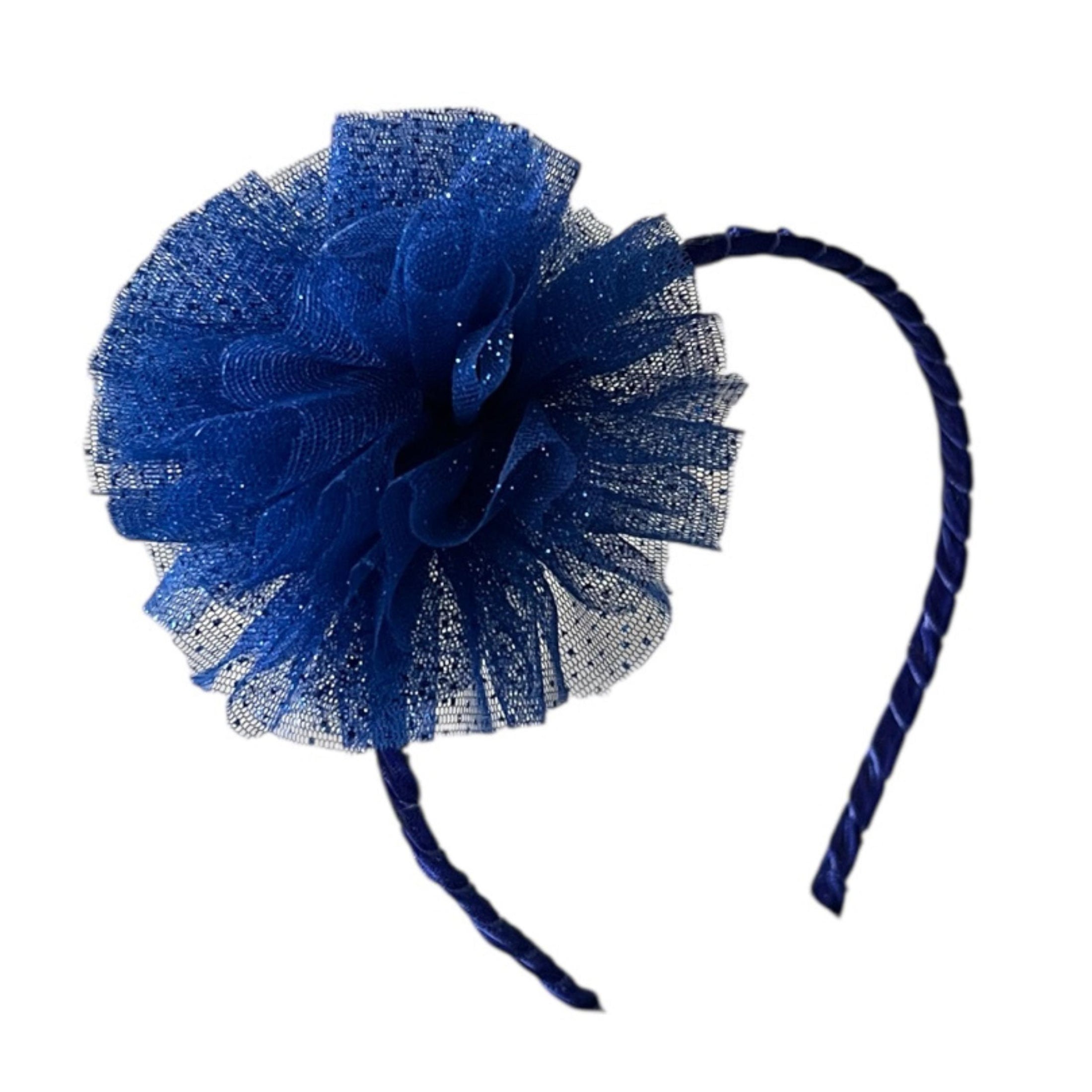 Παιδική στέκα μαλλιών pom pom με τούλι γκλίτερ Blue