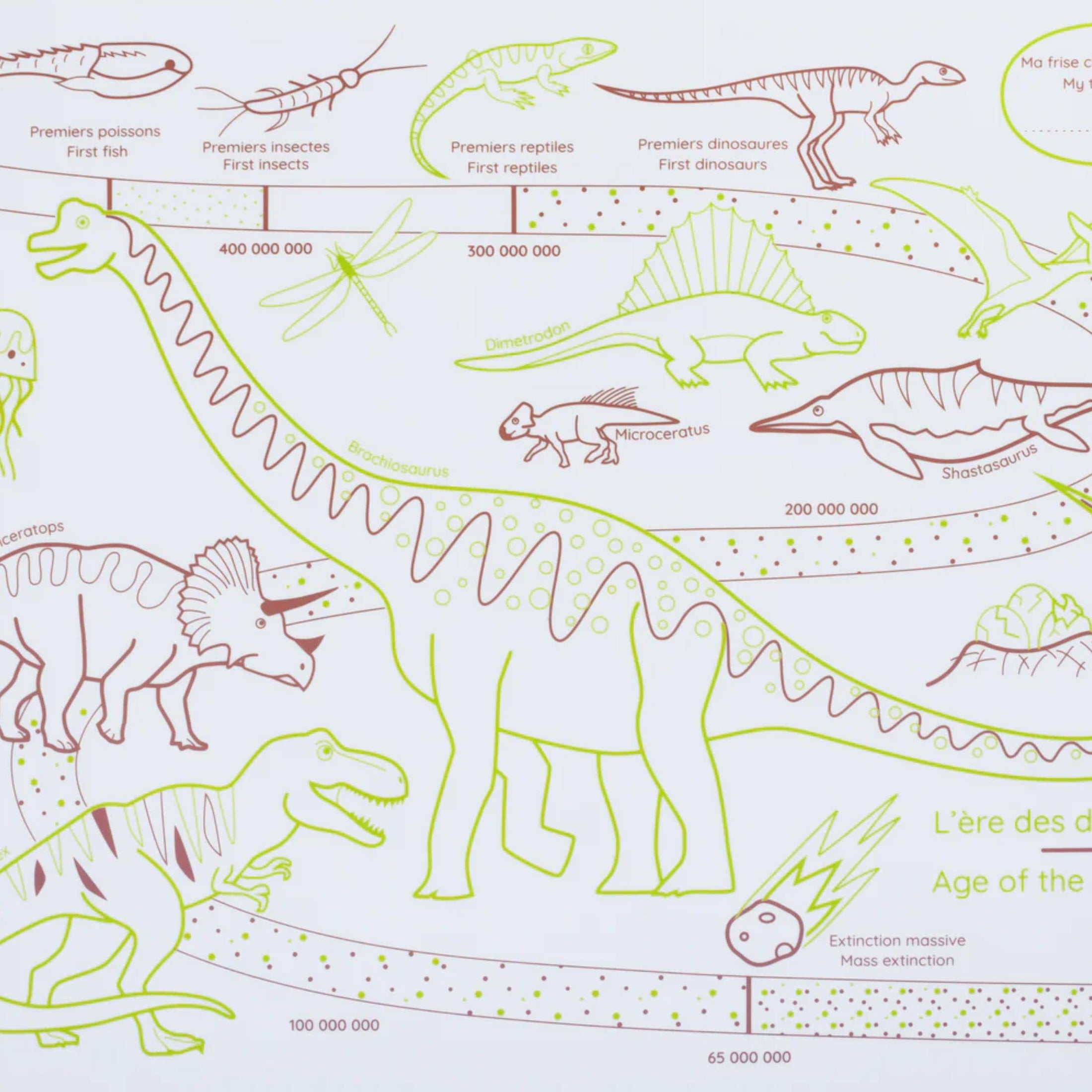 Παιδικό σουπλά σιλικόνης για ζωγραφική διπλής όψης Δεινόσαυροι