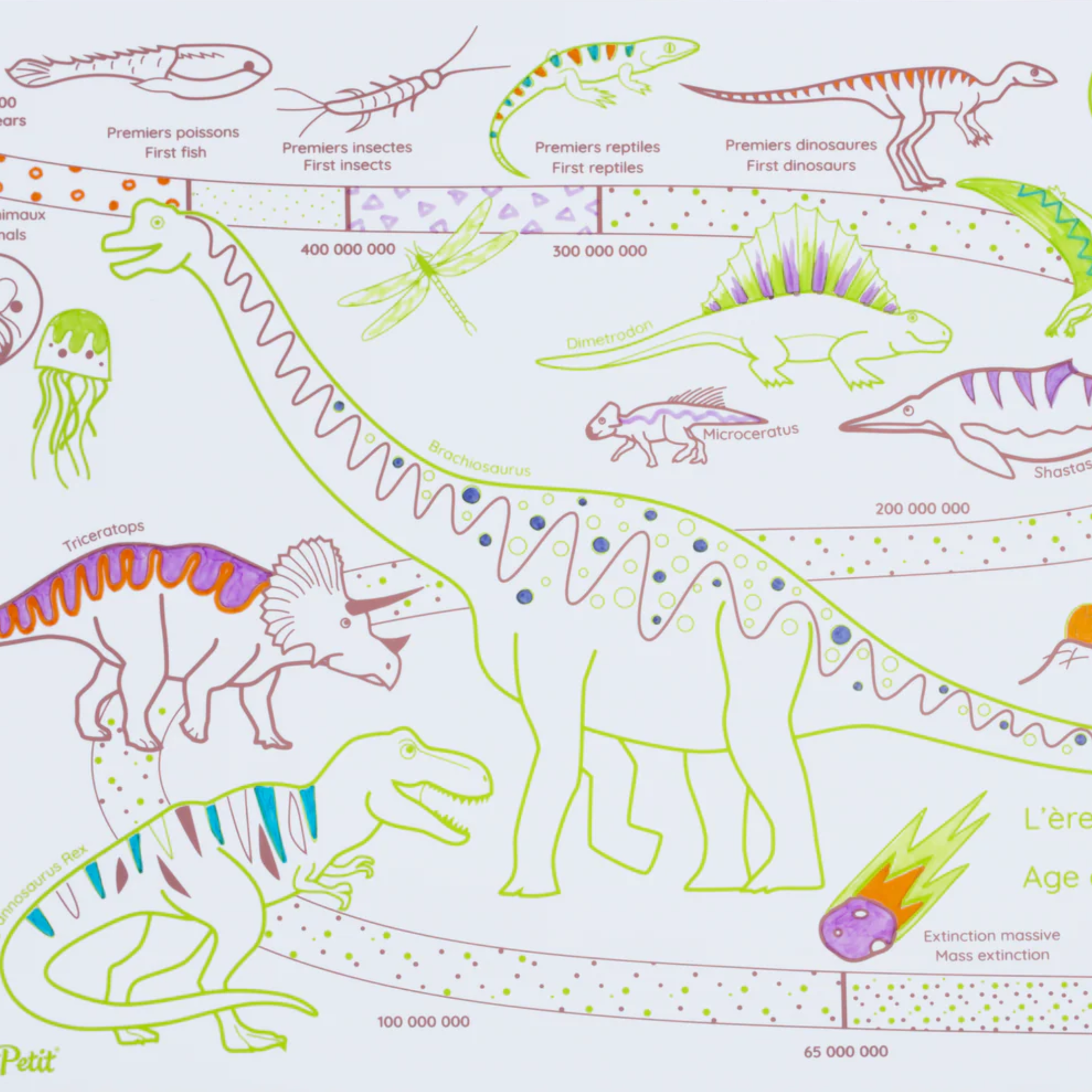 Παιδικό σουπλά σιλικόνης για ζωγραφική διπλής όψης Δεινόσαυροι