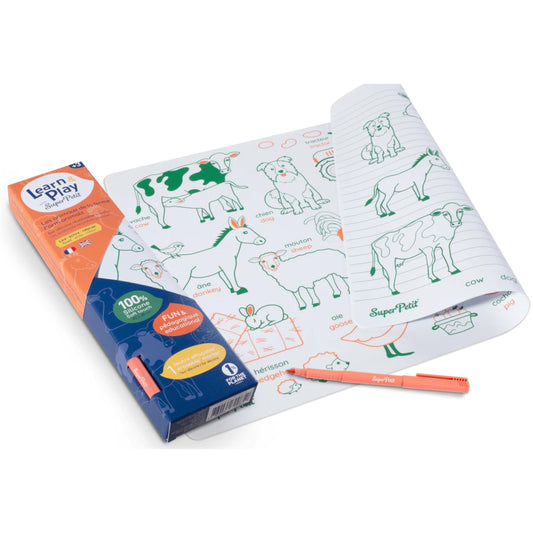 Παιδικό σουπλά σιλικόνης για ζωγραφική διπλής όψης Ζώα της Φάρμας