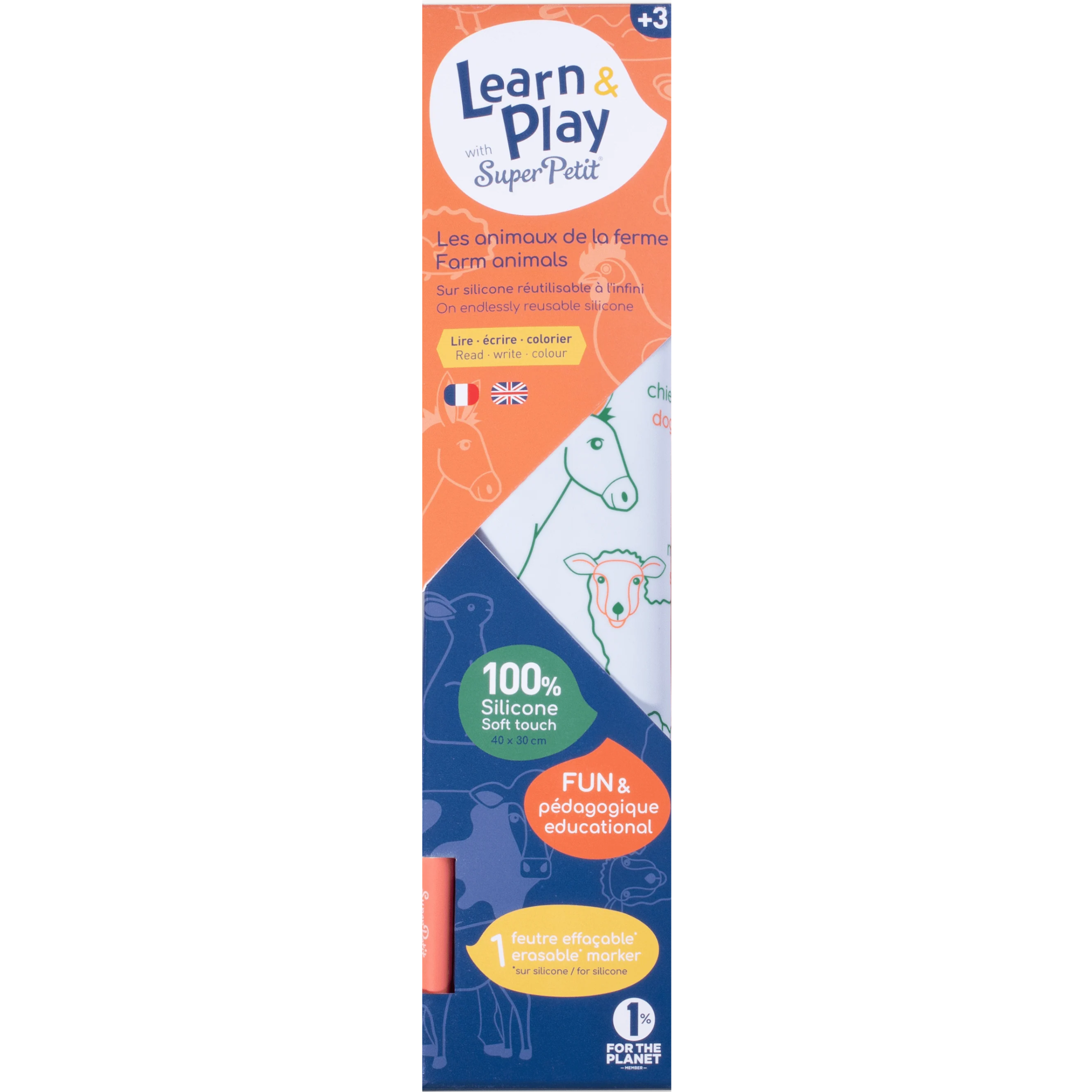 Παιδικό σουπλά σιλικόνης για ζωγραφική διπλής όψης Ζώα της Φάρμας