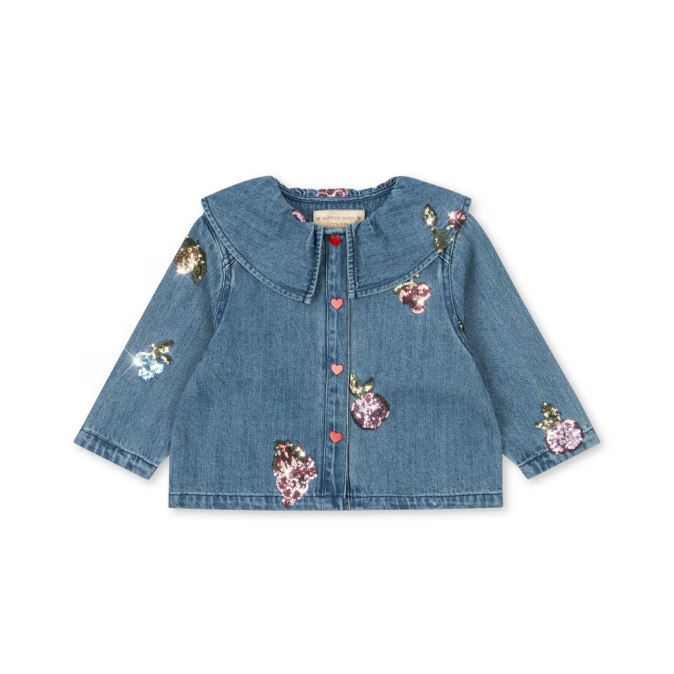 Παιδικό πουκάμισο denim με παγιέτες σχέδιο φρούτων