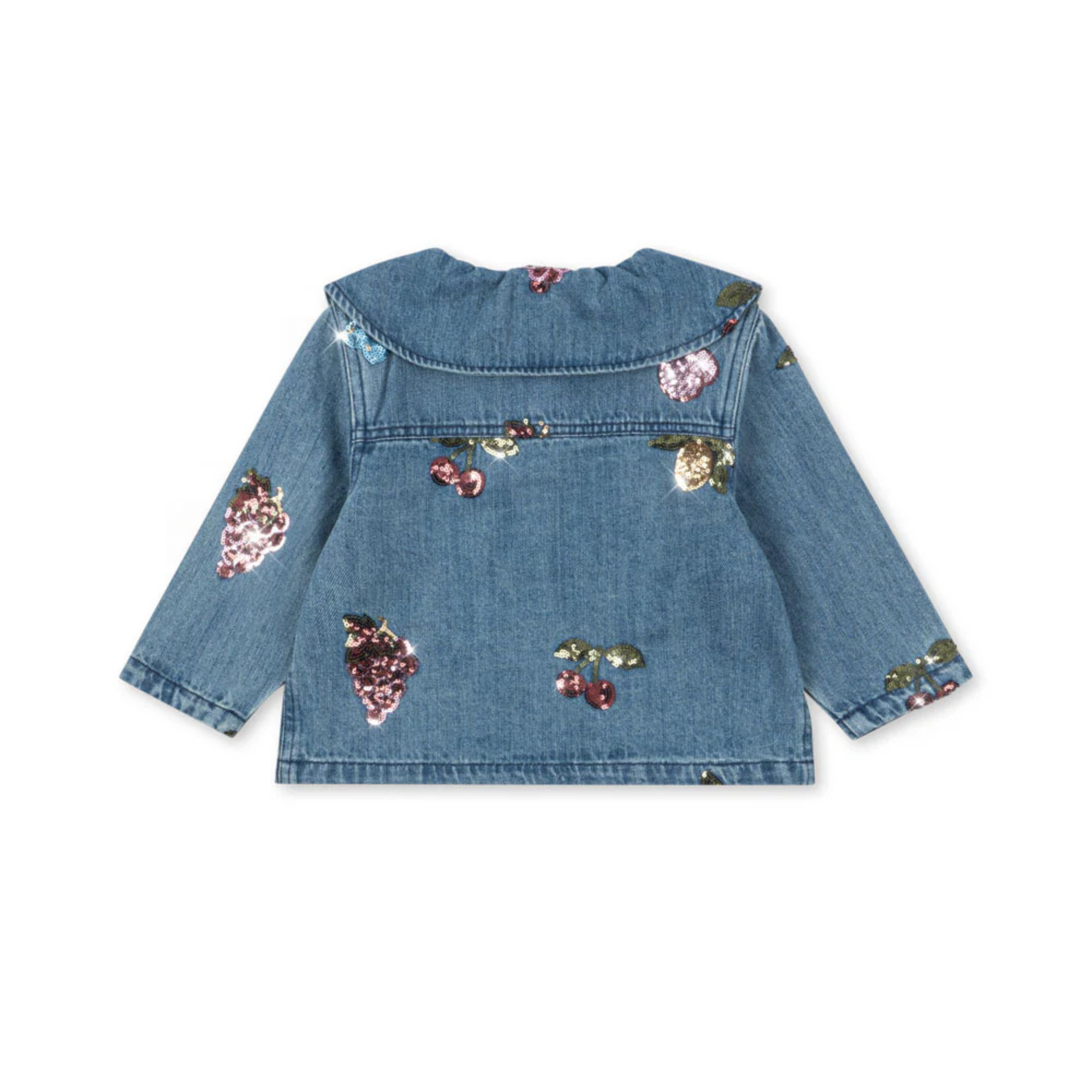 Παιδικό πουκάμισο denim με παγιέτες σχέδιο φρούτων