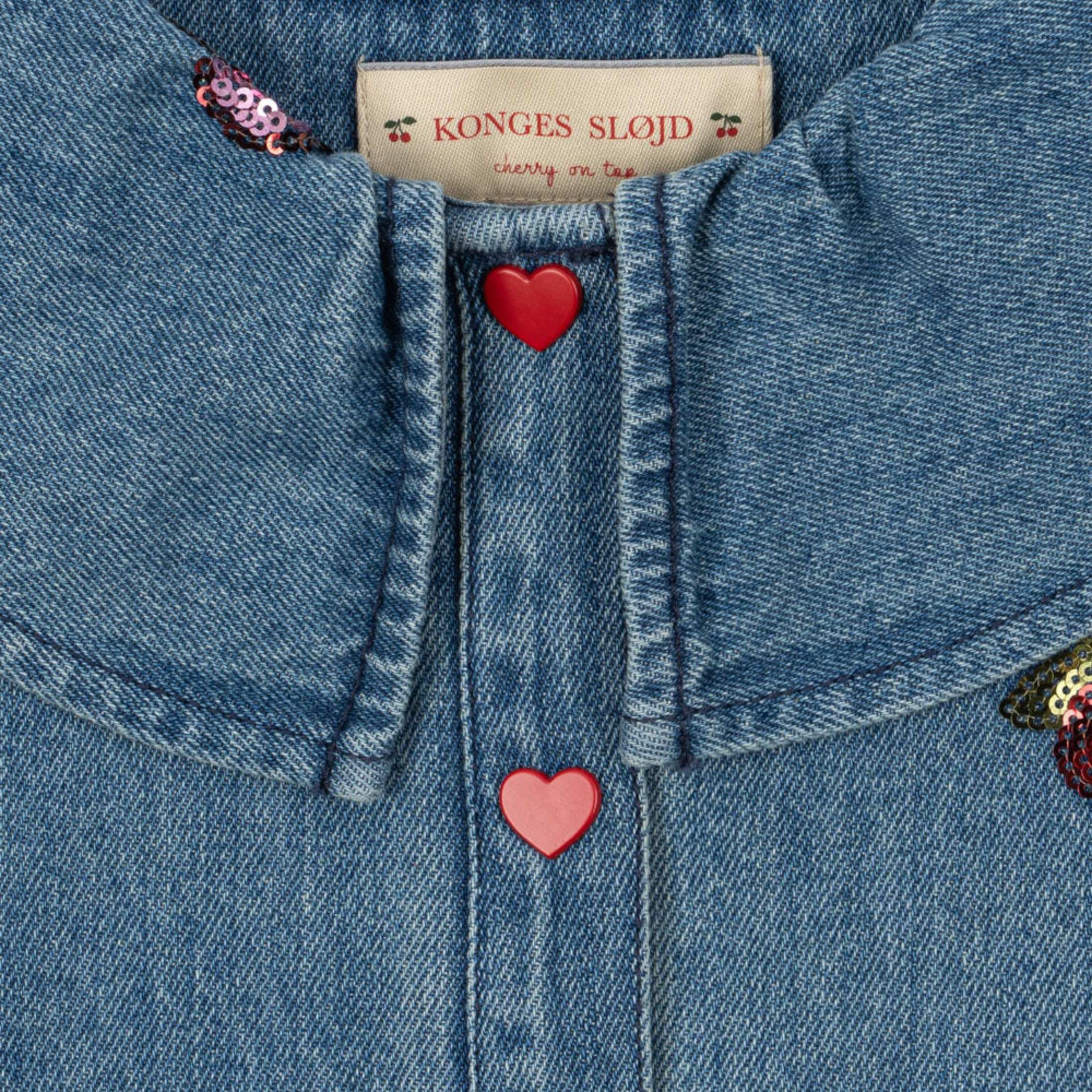 Παιδικό πουκάμισο denim με παγιέτες σχέδιο φρούτων
