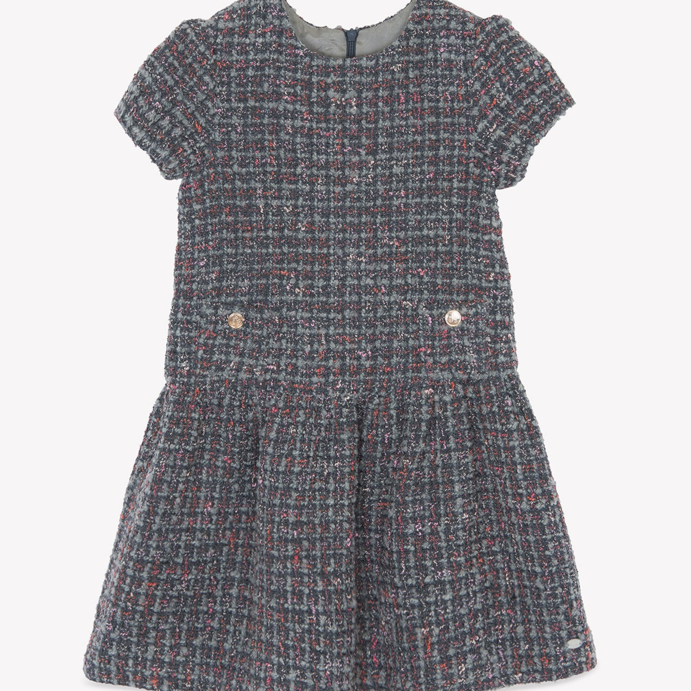 Παιδικό φόρεμα τουίντ με χρυσά κουμπιά