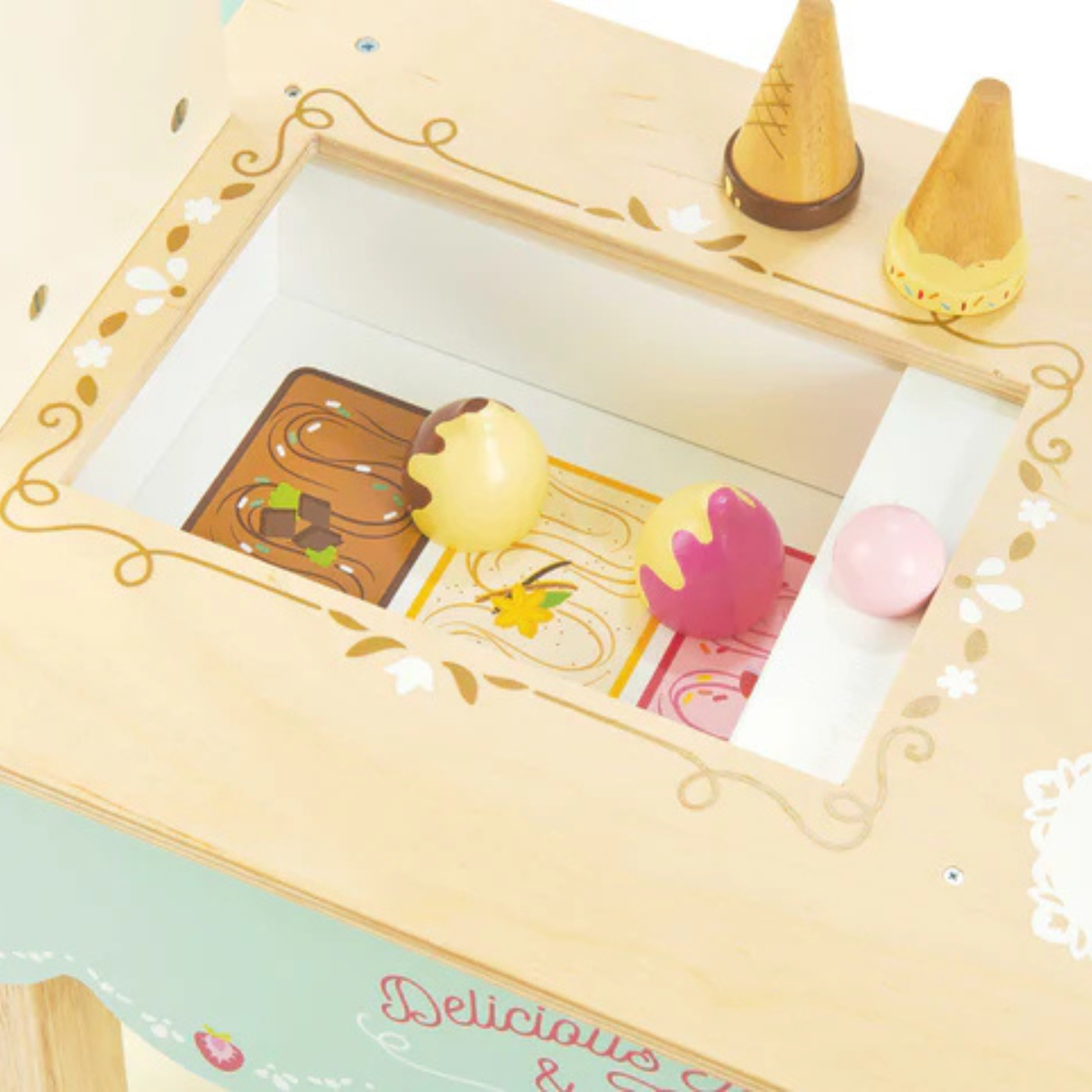 Παιδικό ξύλινο παιχνίδι καρότσι παγωτού