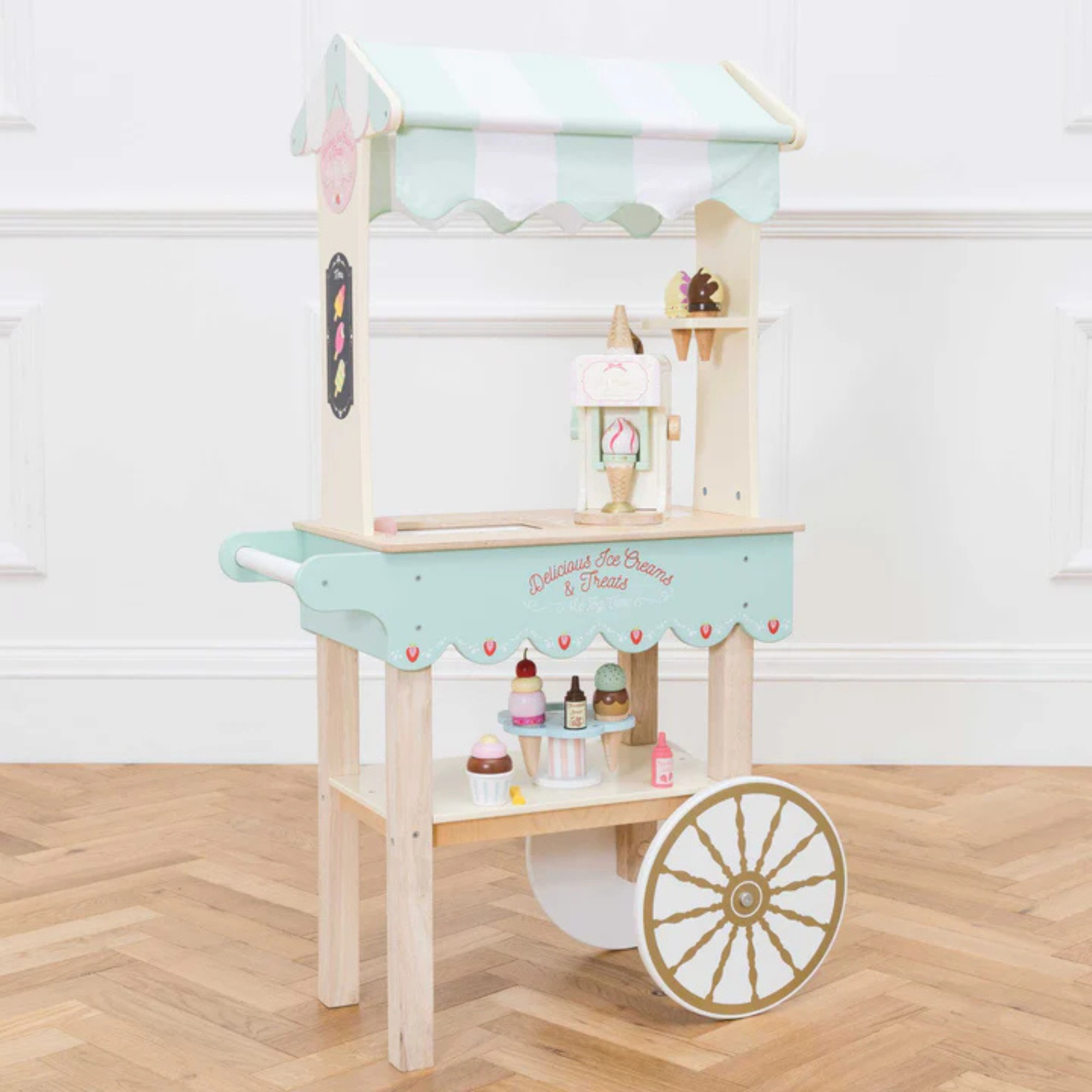 Παιδικό ξύλινο παιχνίδι καρότσι παγωτού