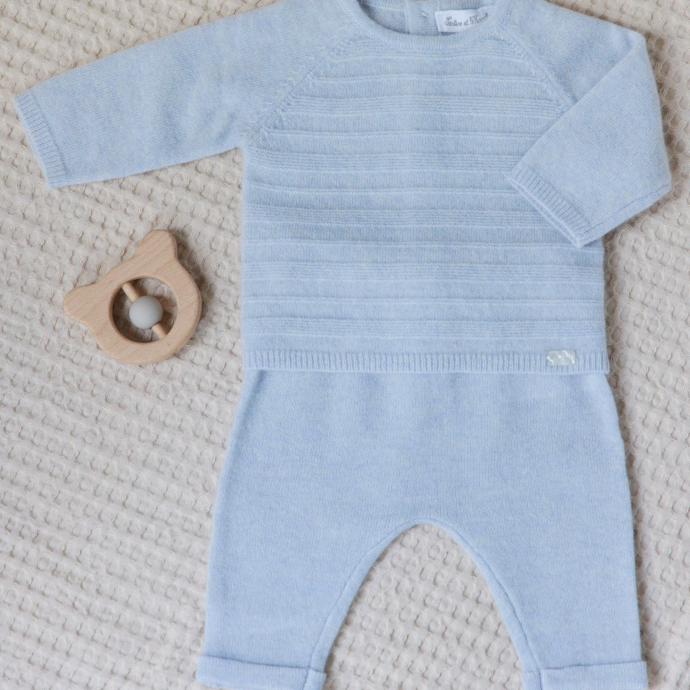 Βρεφικό σετ πλεκτό γαλάζιο