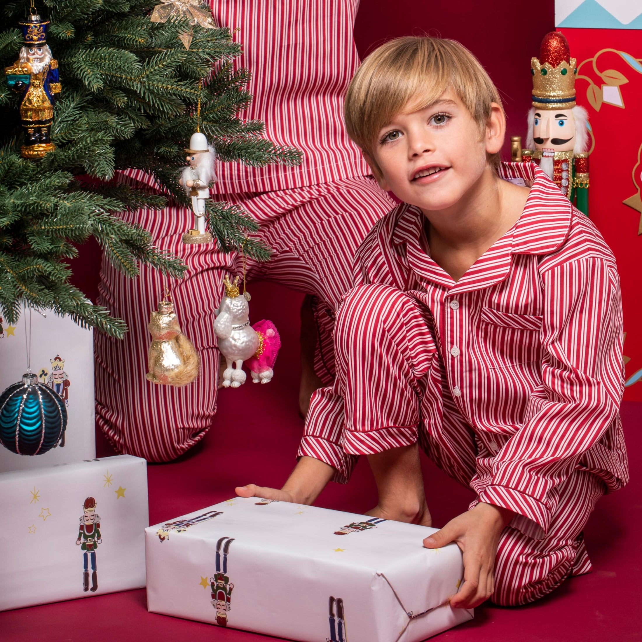 Παιδική πιτζάμα Classic Holiday Red Stripes poplin