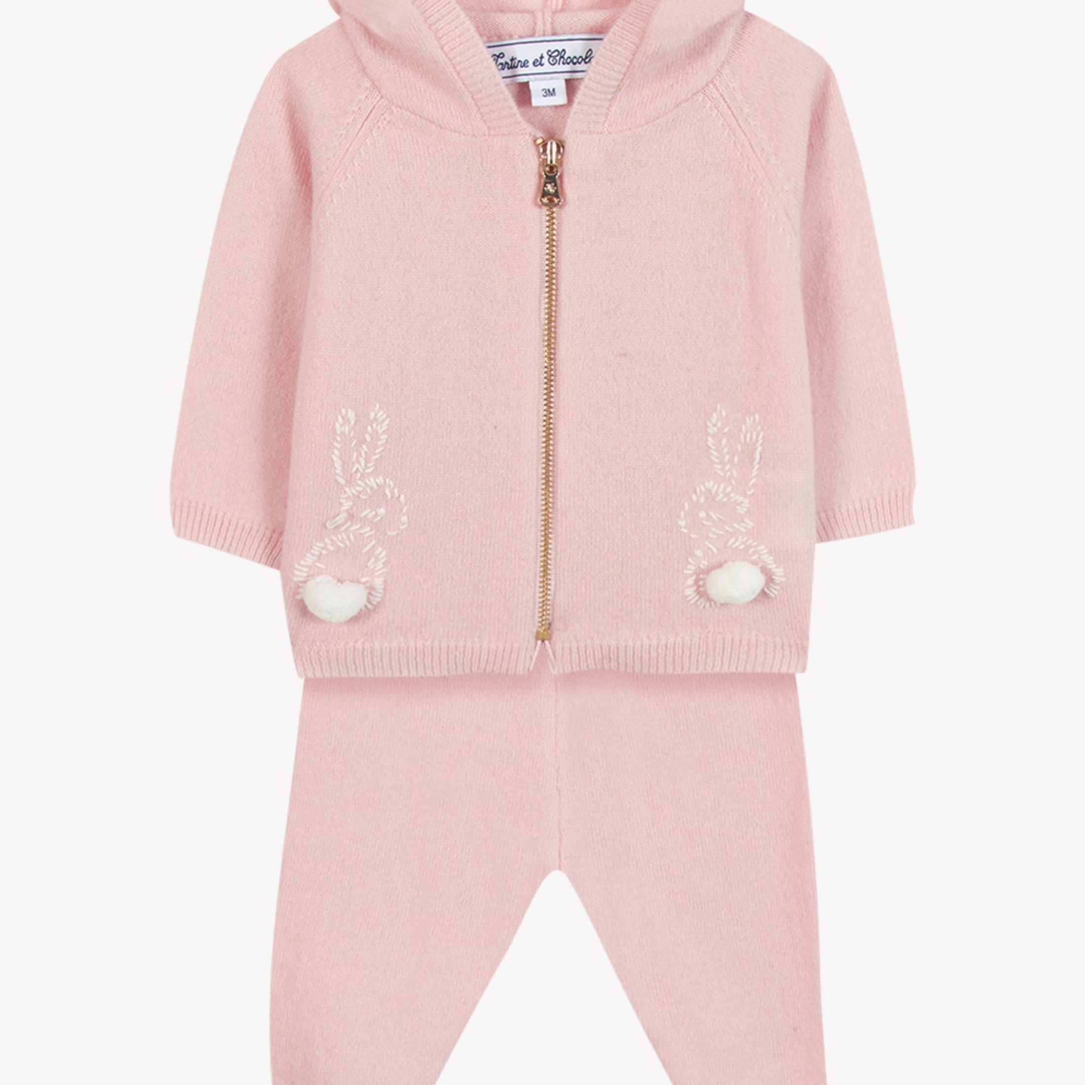 Παιδικό σετ πλεκτό ροζ Rabbit