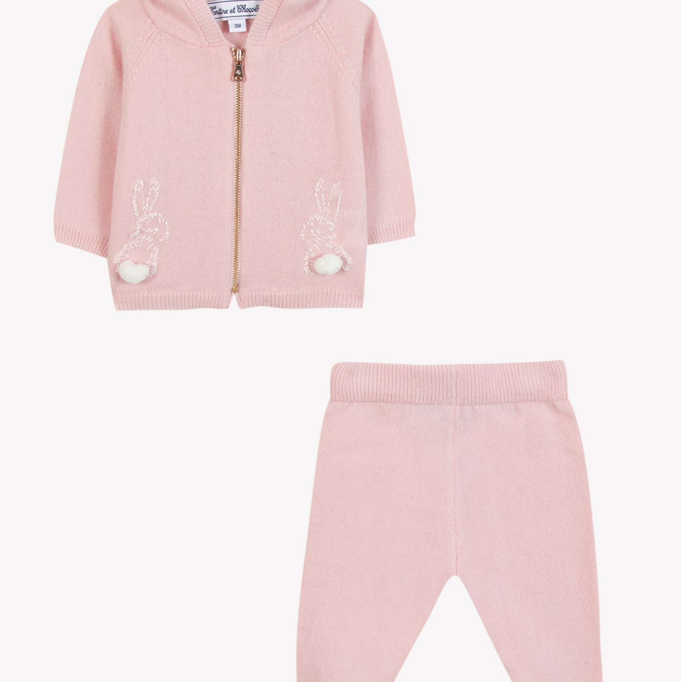 Παιδικό σετ πλεκτό ροζ Rabbit